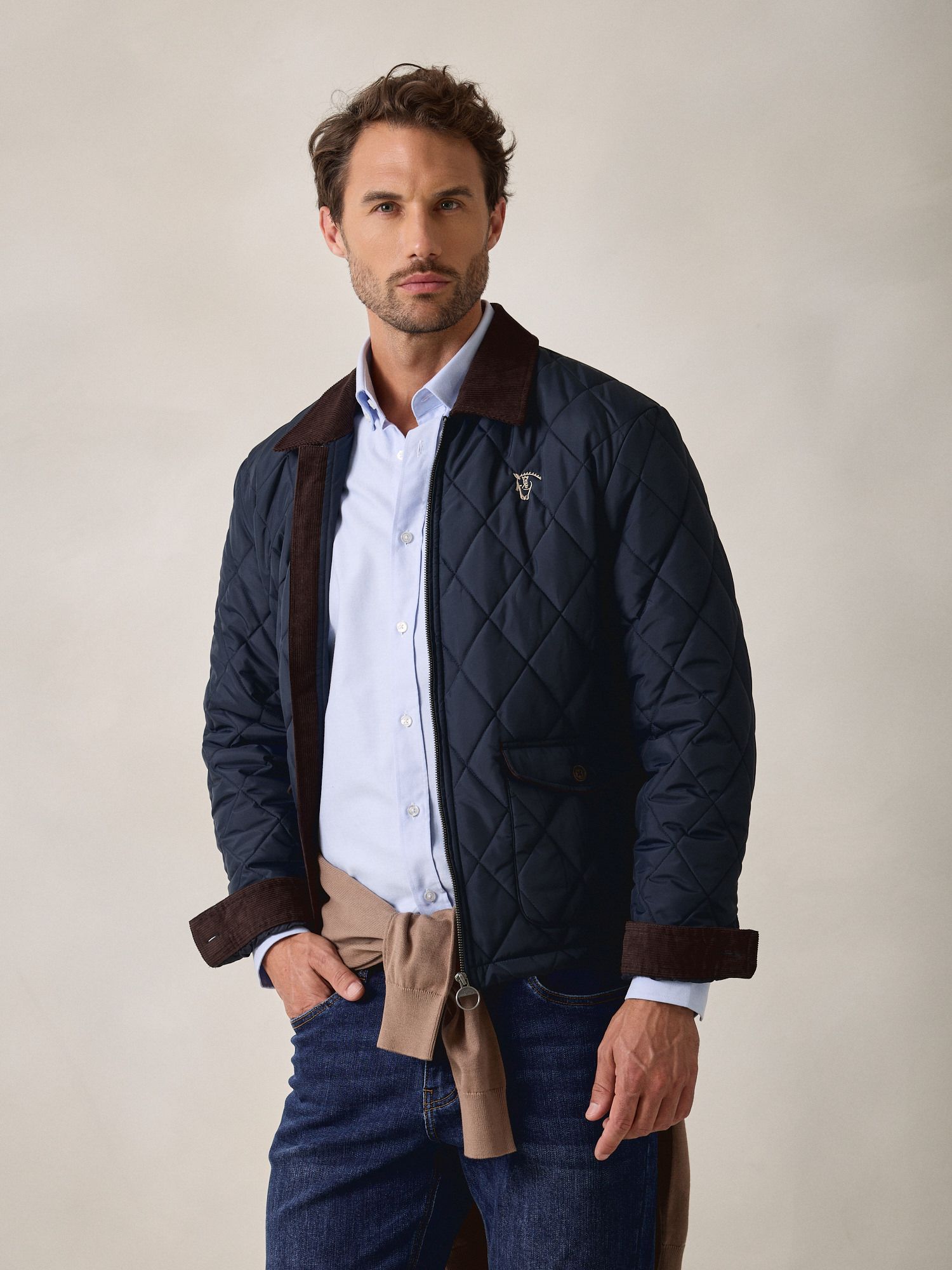 Husky Quilted Coat | Navy Blue
