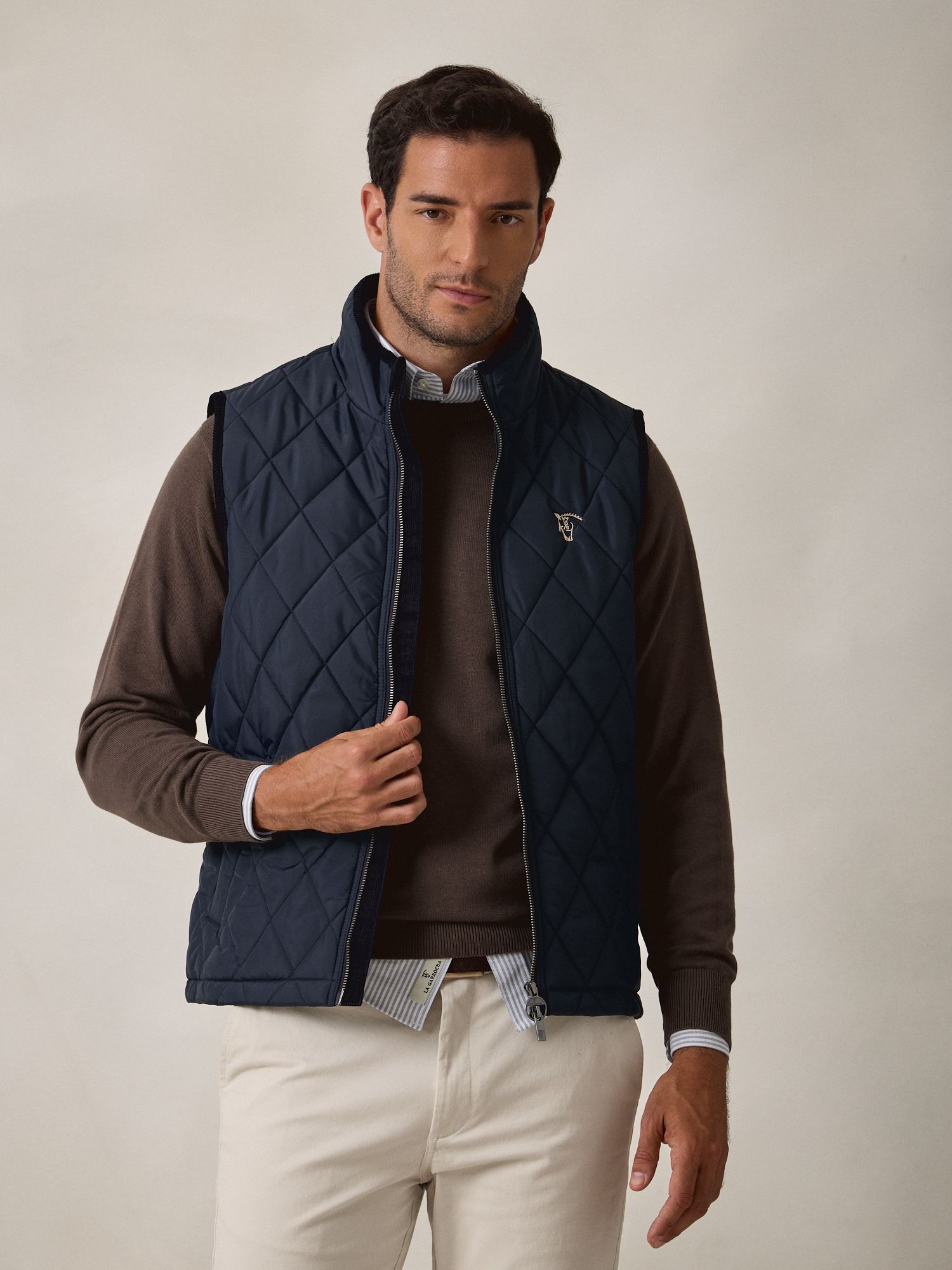 Diamond Quilted Vest  | Navy Blue