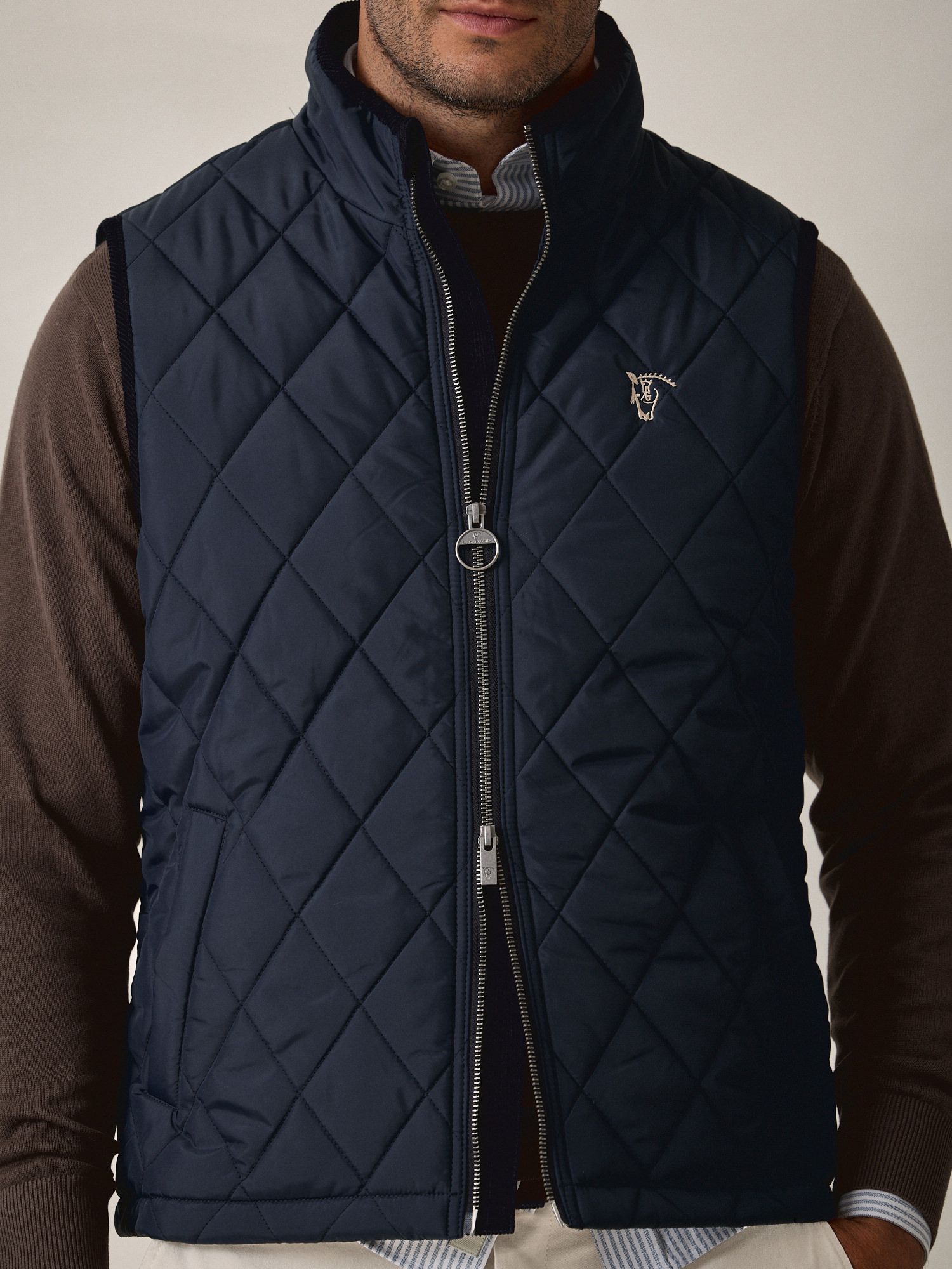 Diamond Quilted Vest  | Navy Blue