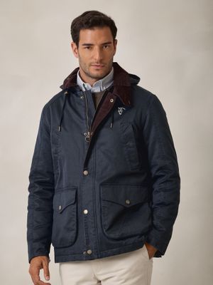 Waxed-Effect Parka | Navy Blue 