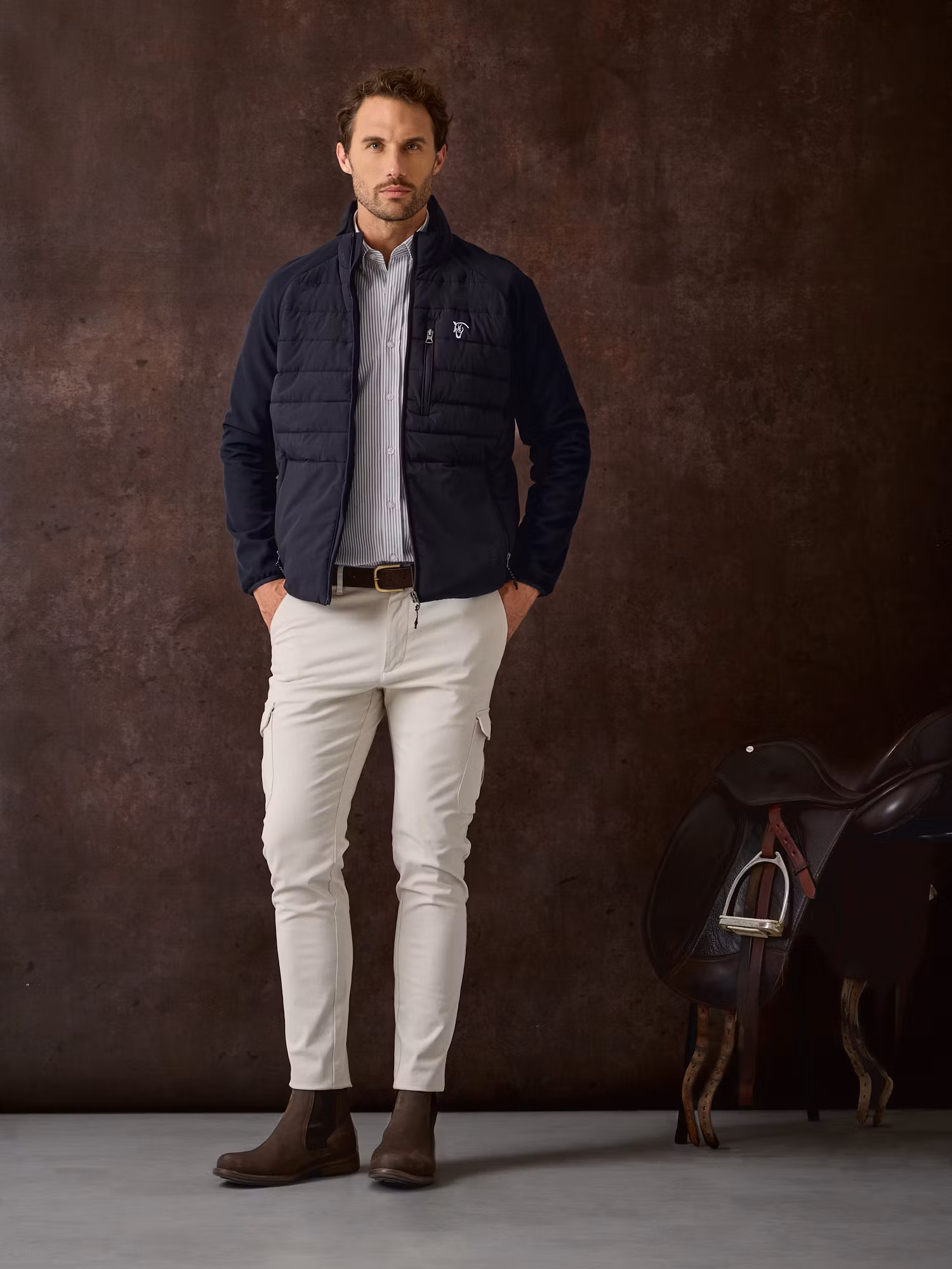 Technical Quilted Jacket | Navy Blue