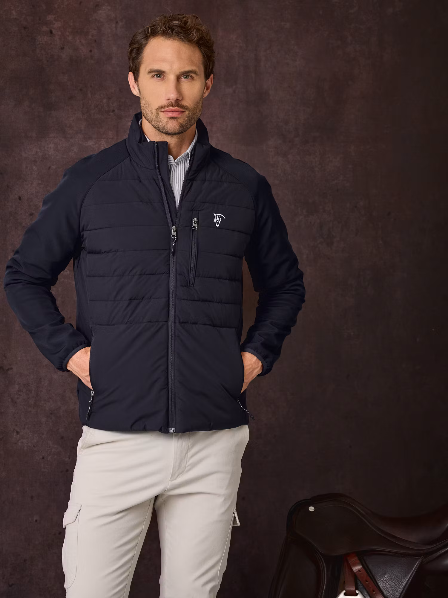 Technical Quilted Jacket | Navy Blue