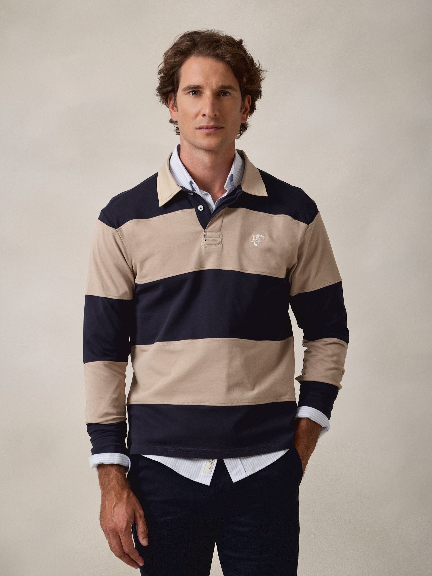 Polo rugby com gola em canvas | Pedra