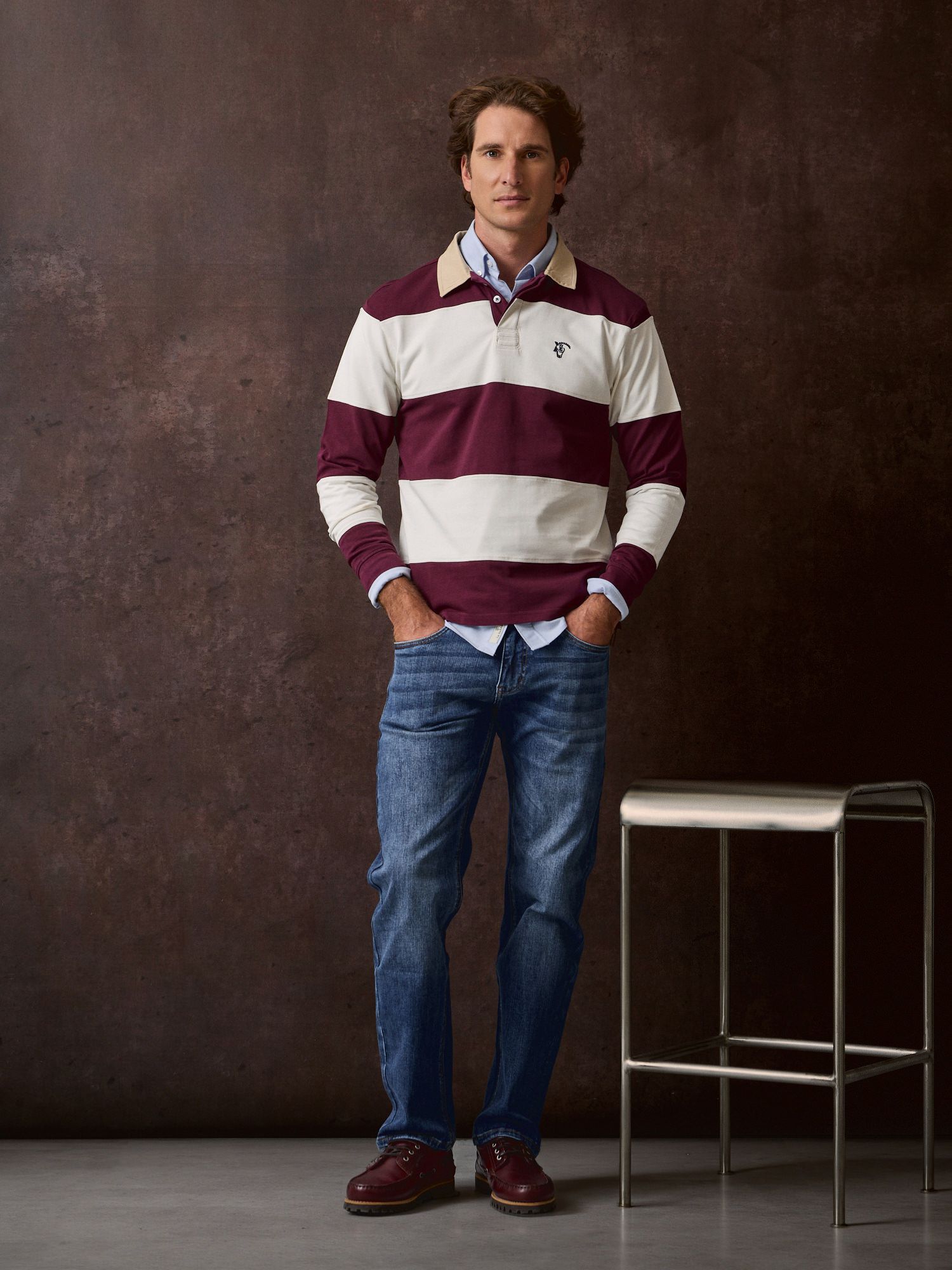 Polo rugby com gola em canvas | Amora