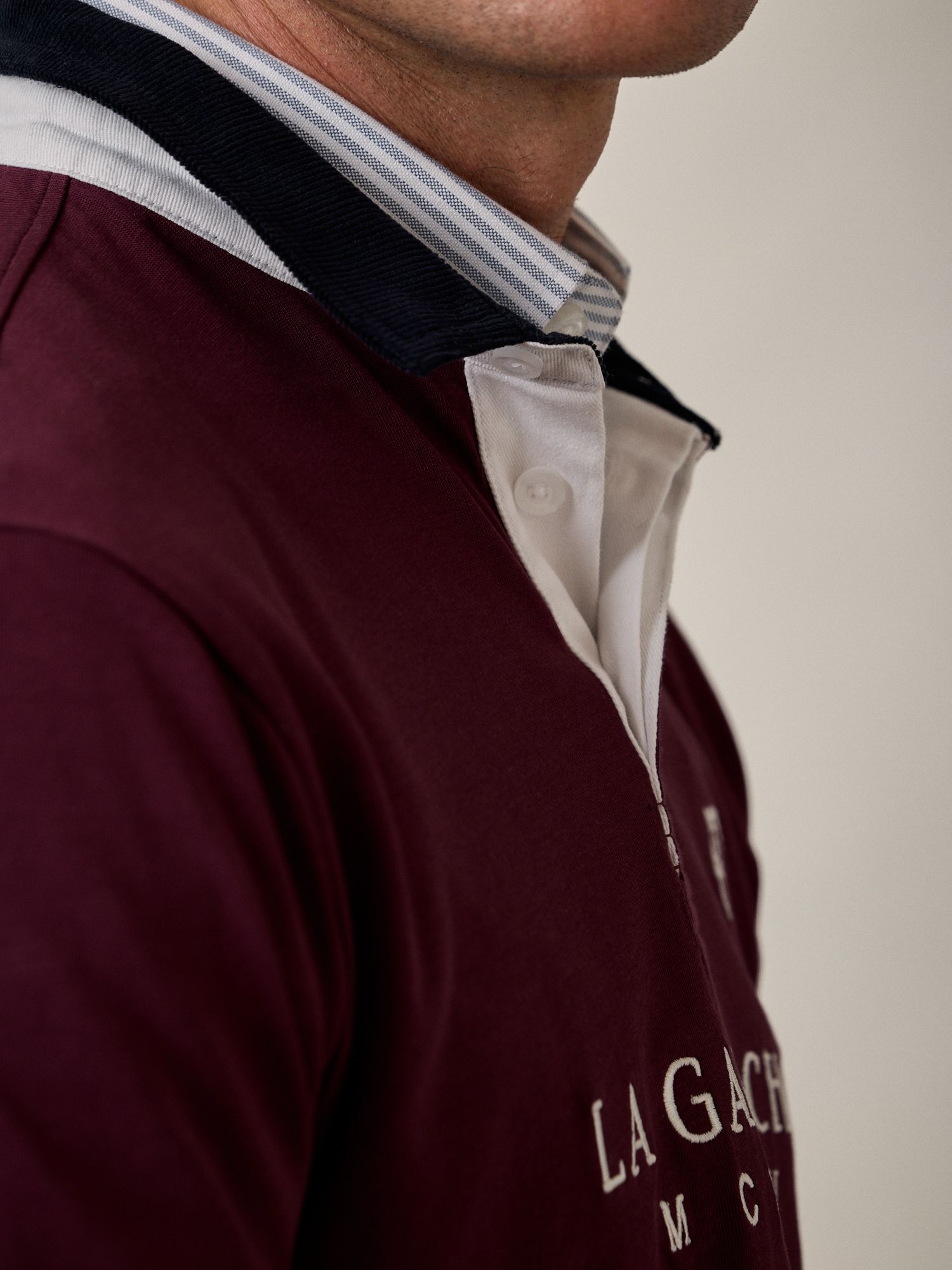Corduroy collar contrast polo | Mulberry