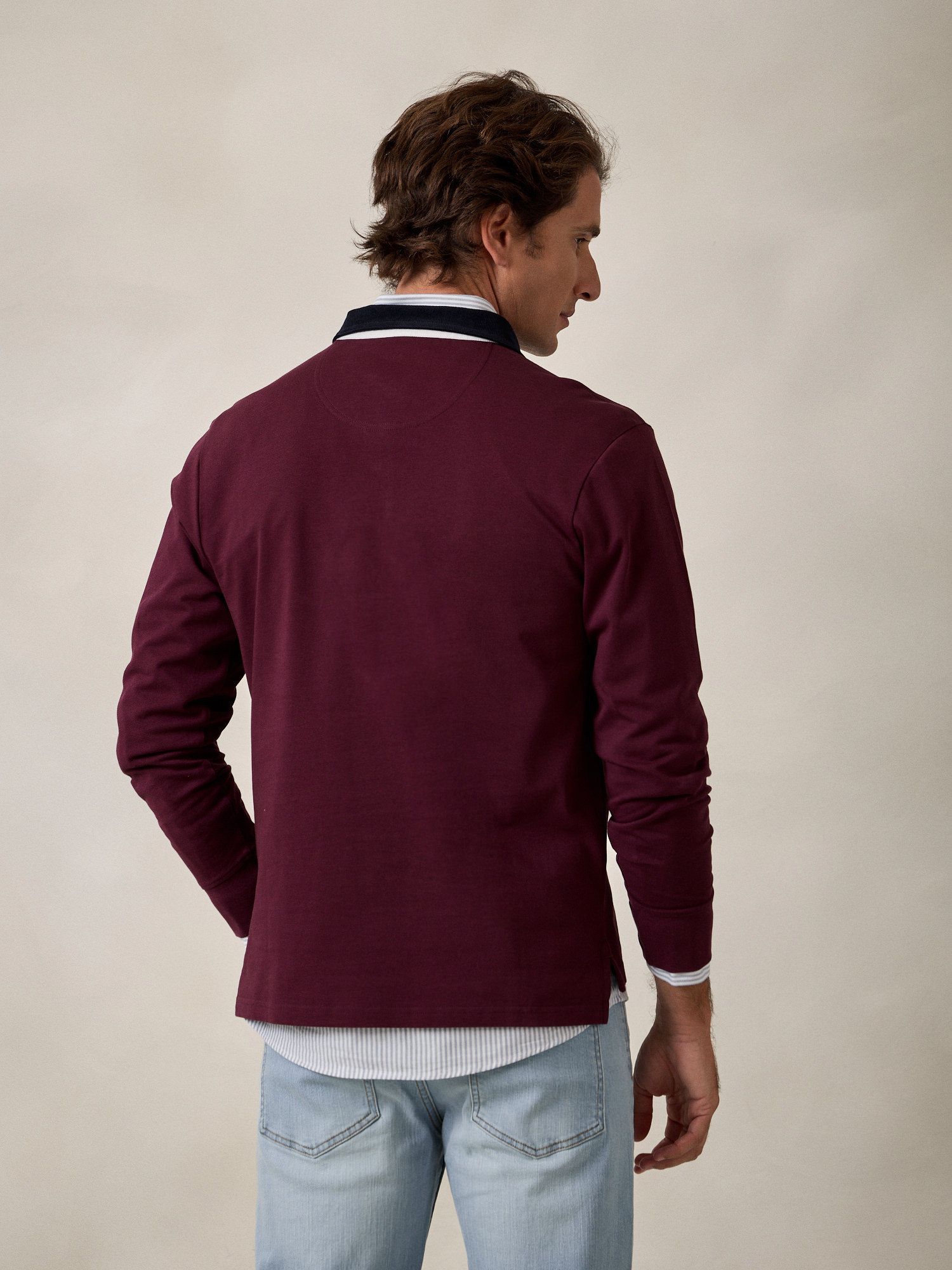 Corduroy collar contrast polo | Mulberry