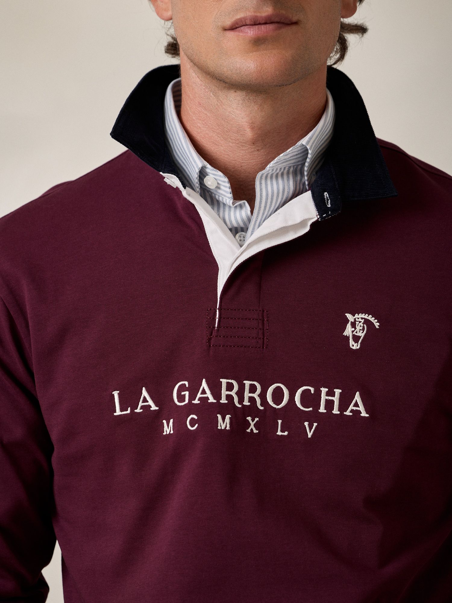 Corduroy collar contrast polo | Mulberry