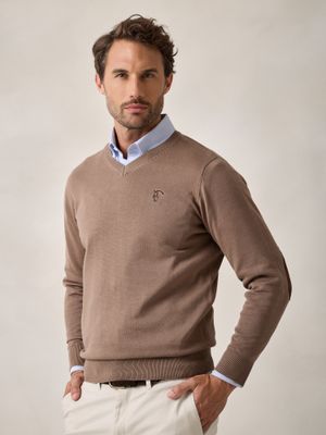 Suéter Gola V com cotoveleiras | Taupe