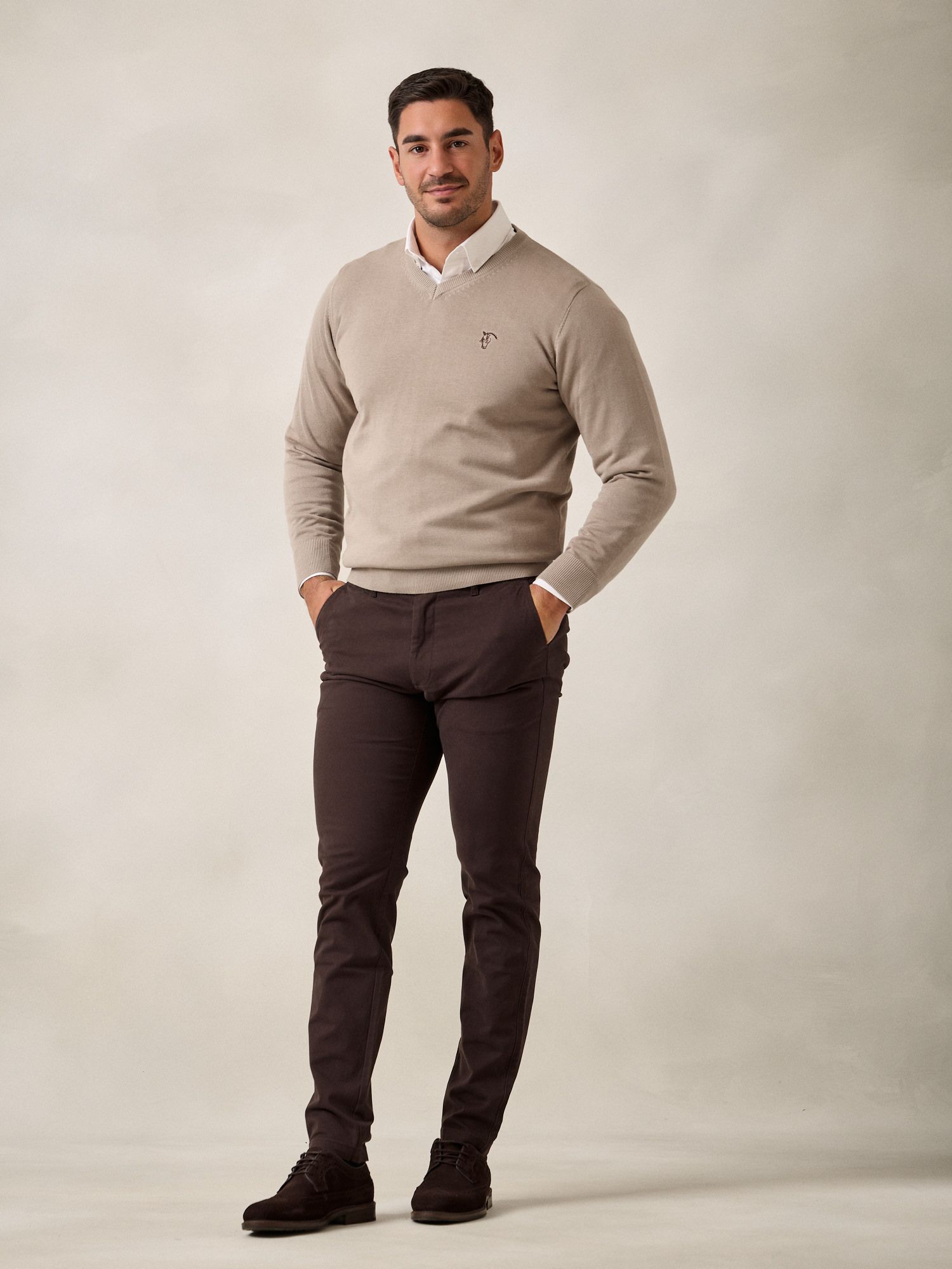 Sweater com decote em V | Pedra