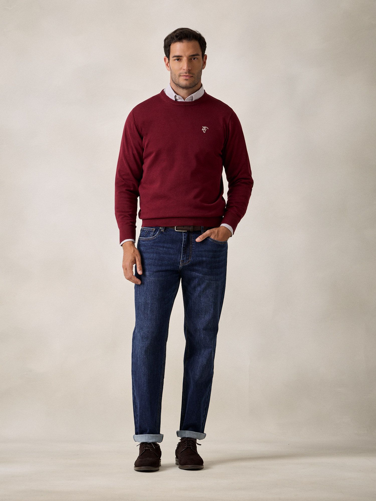 Pull Col Rond avec Coudières | Bordeaux