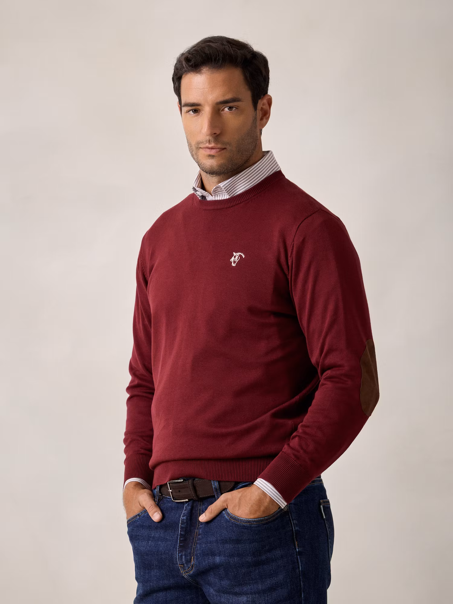 Pull Col Rond avec Coudières | Bordeaux