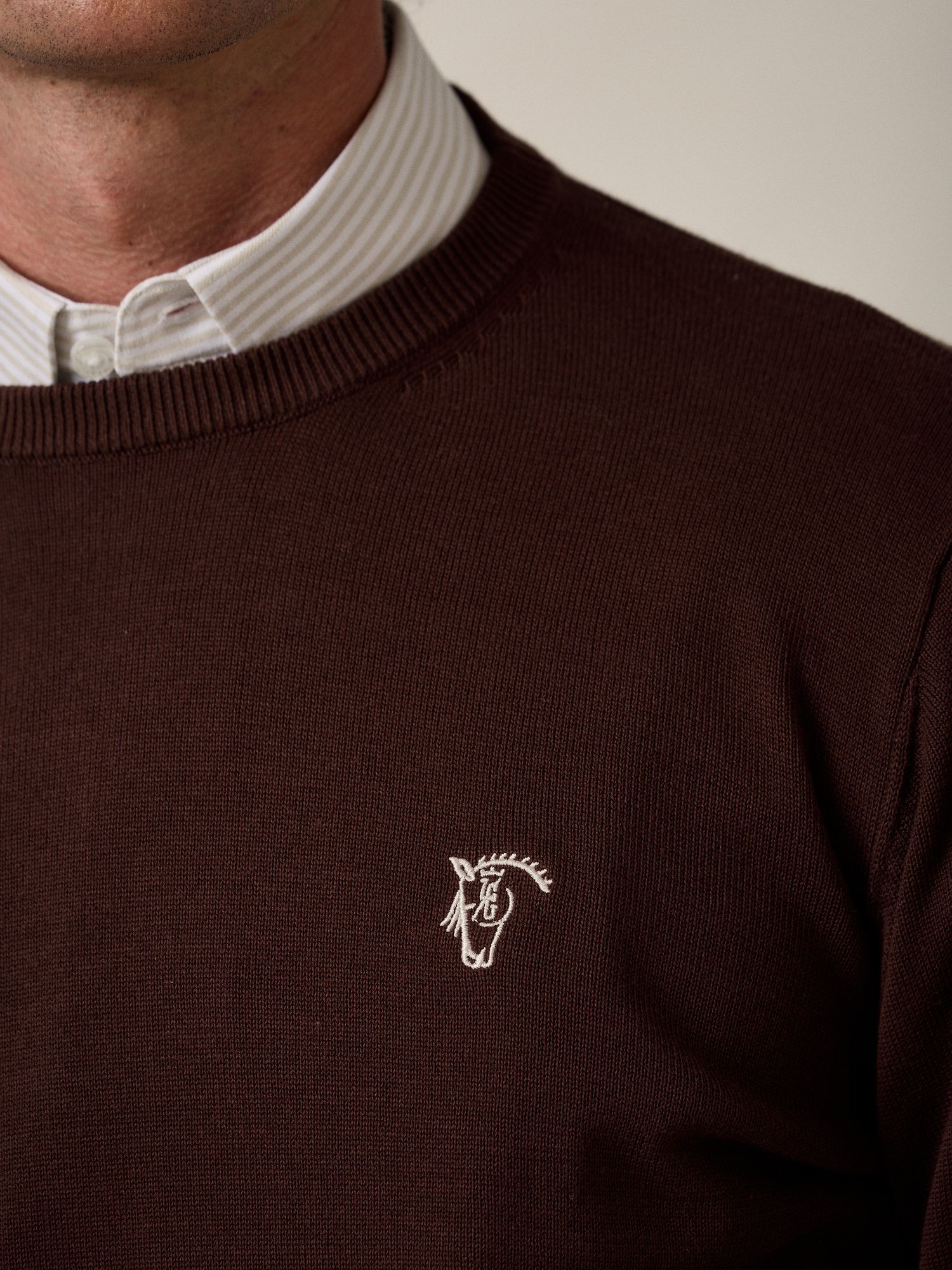 Pull Col Rond avec Coudières | Moka