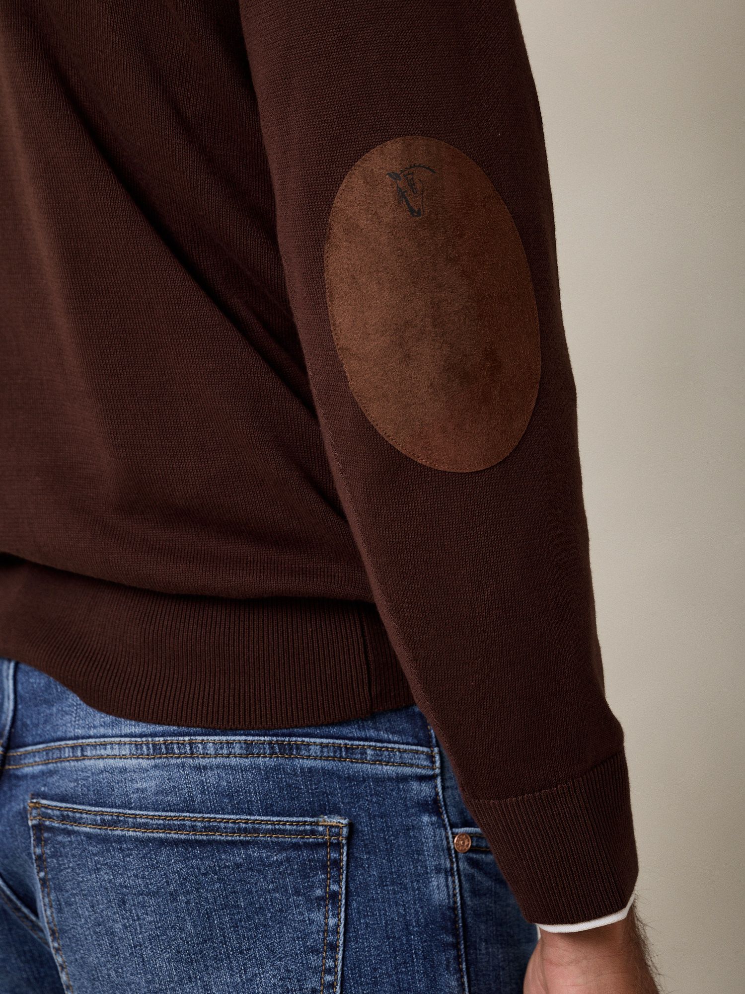 Pull Col Rond avec Coudières | Moka