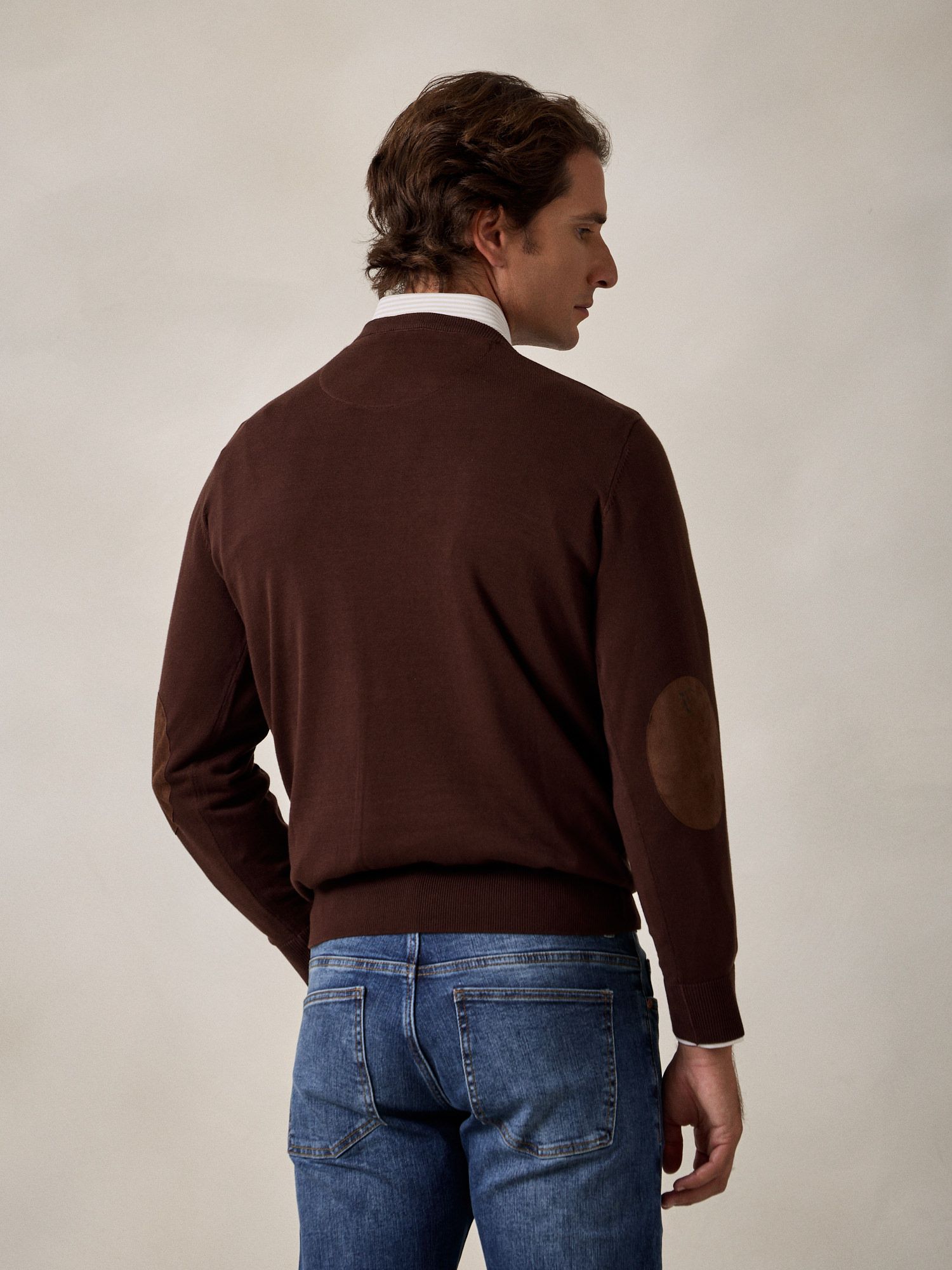 Pull Col Rond avec Coudières | Moka