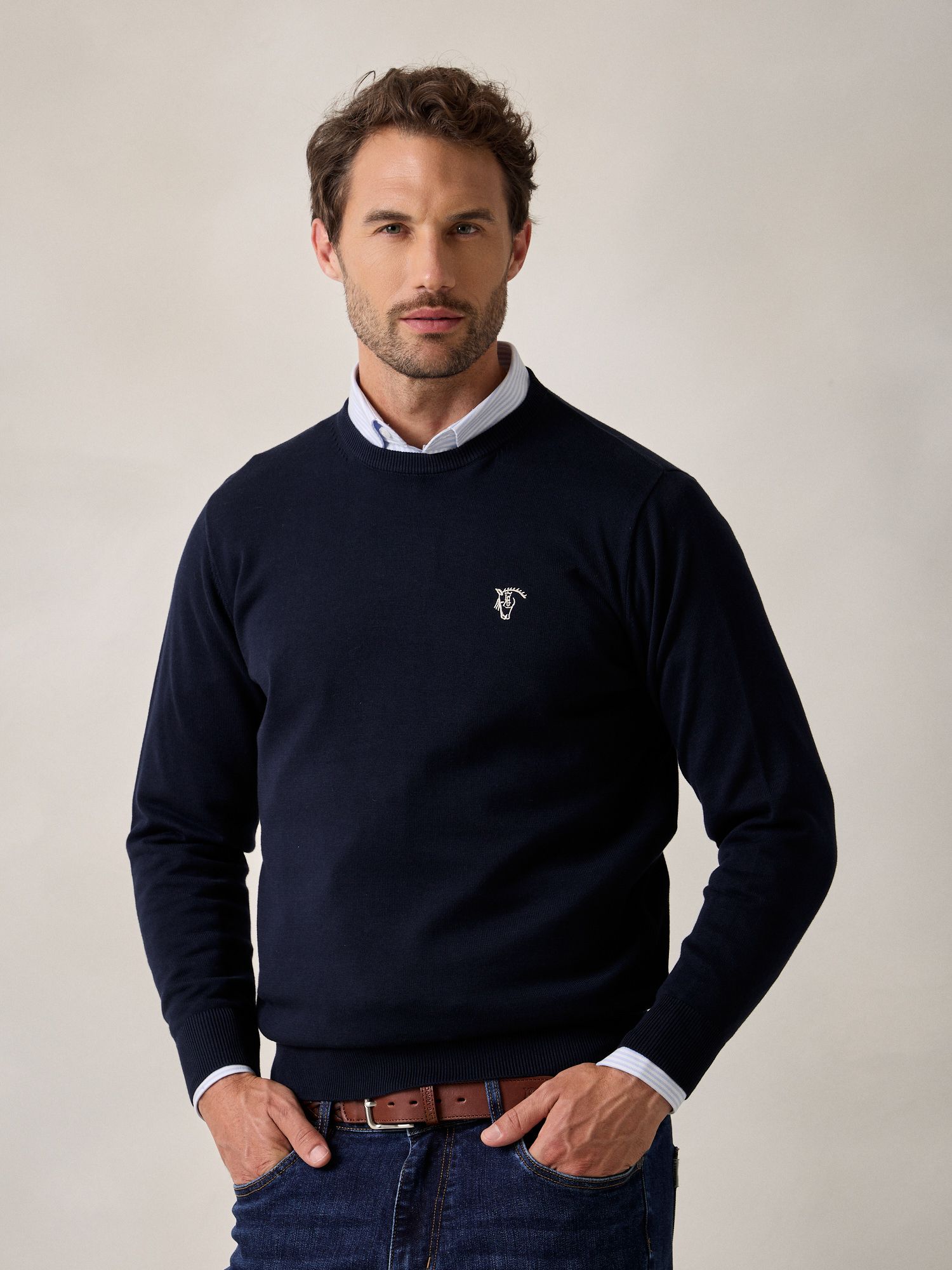 Pull-over col rond | Bleu Marine
