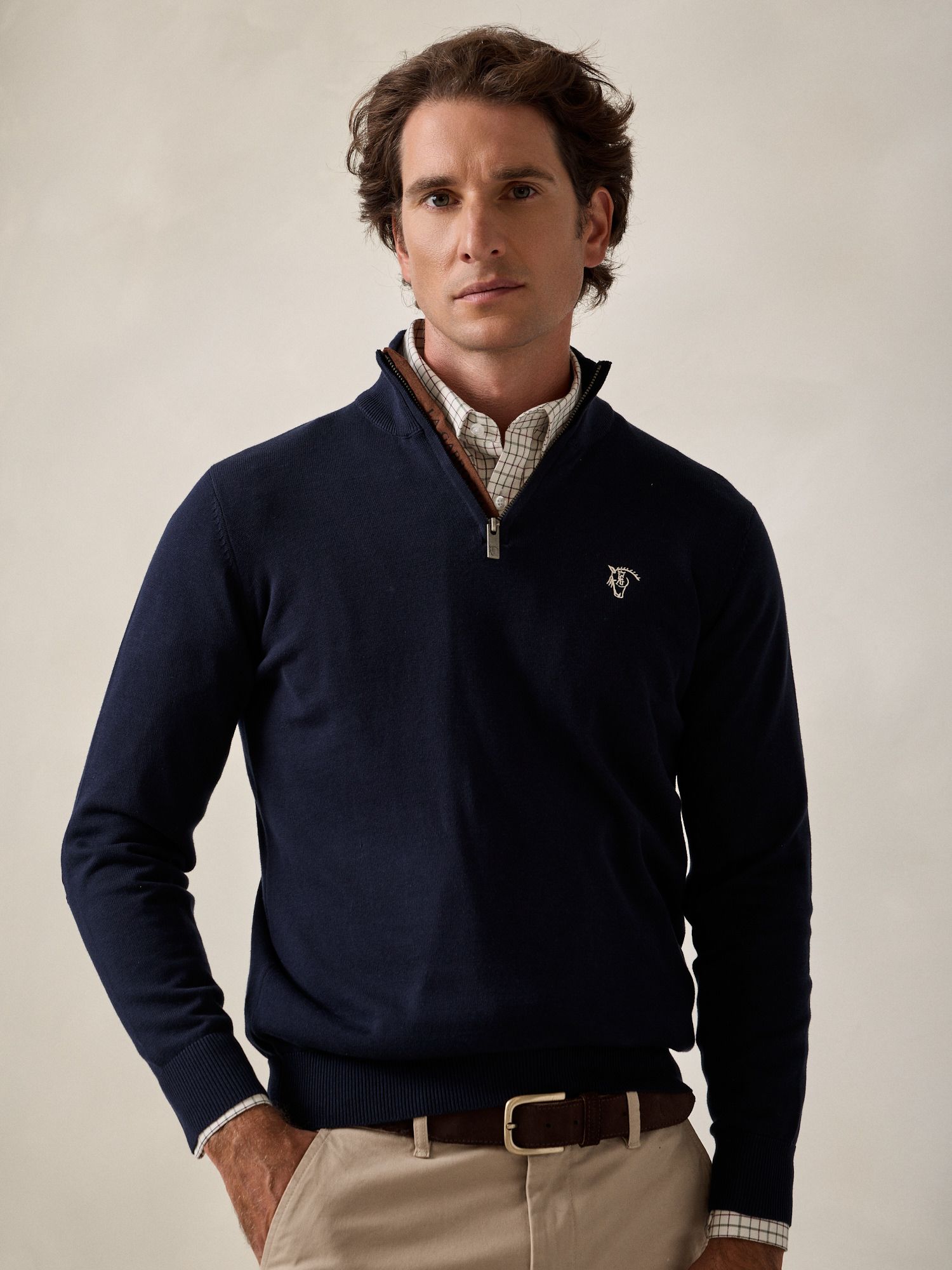 Pull Demi-Zip Brand | Bleu Marine