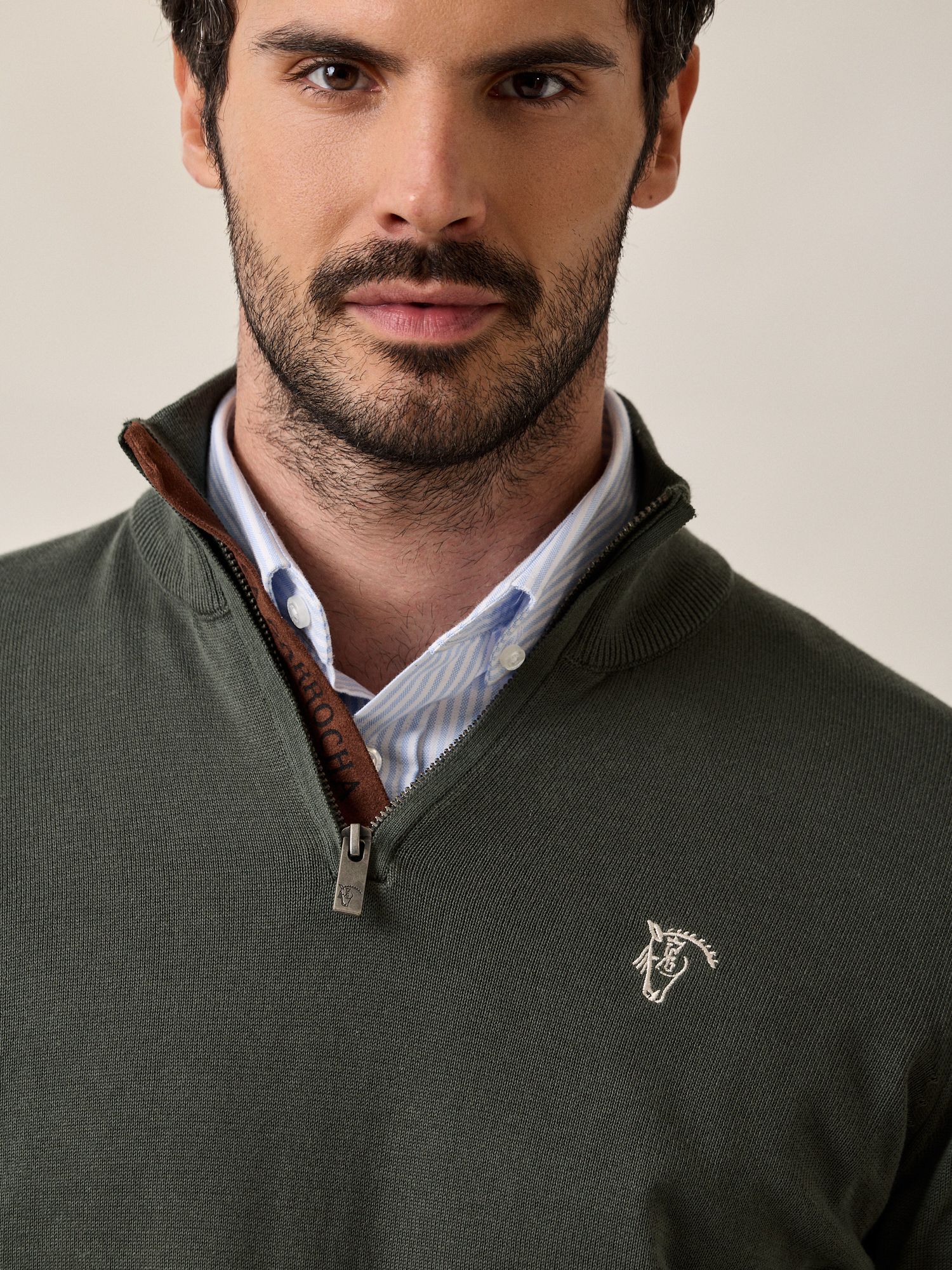 Brand Half-Zip Sweater | Fir Green