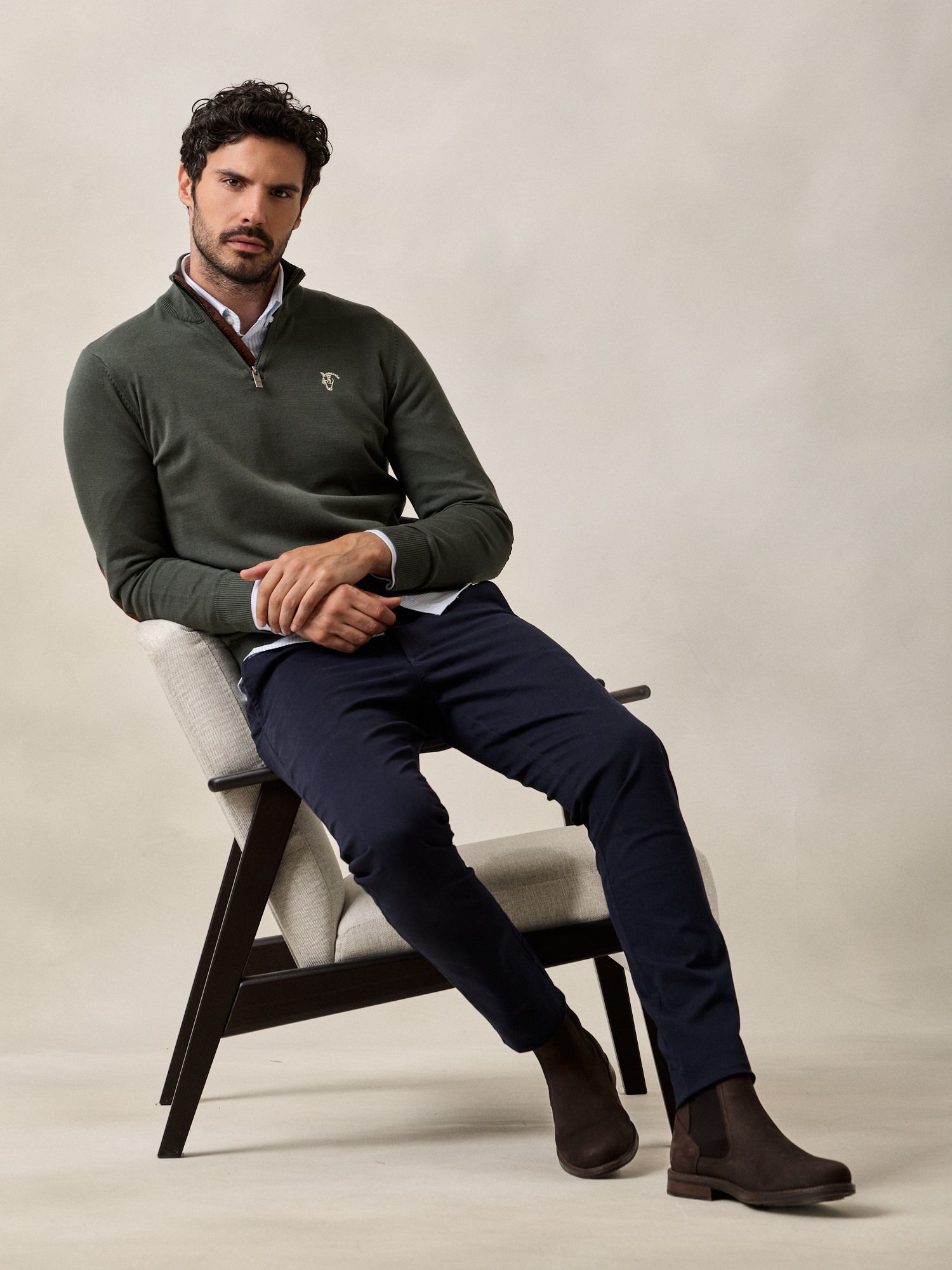 Brand Half-Zip Sweater | Fir Green
