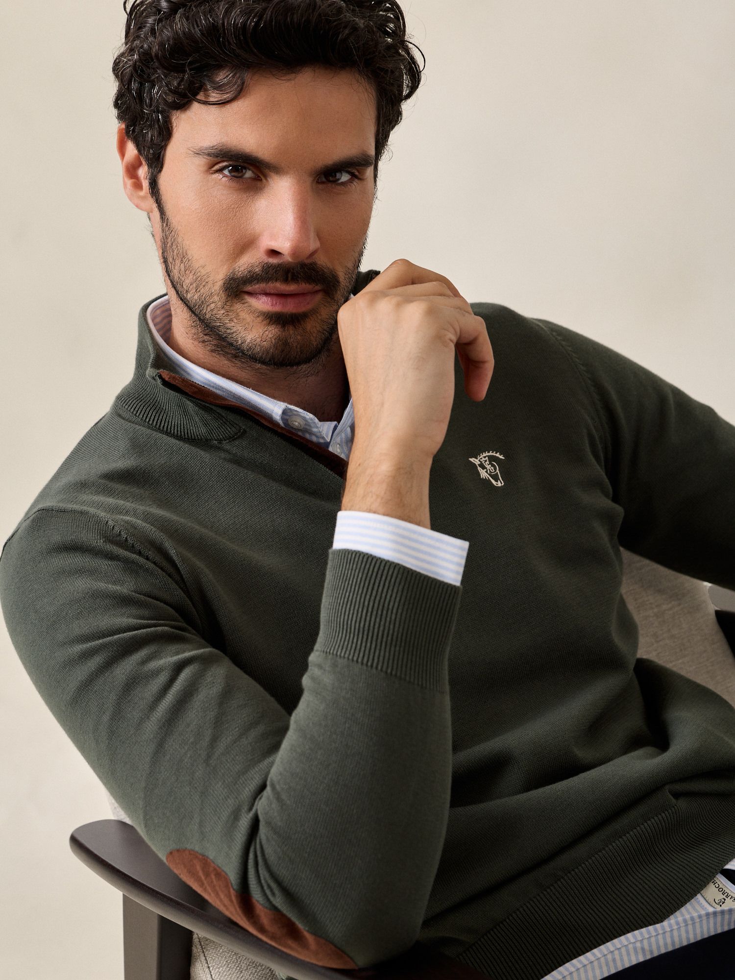 Brand Half-Zip Sweater | Fir Green