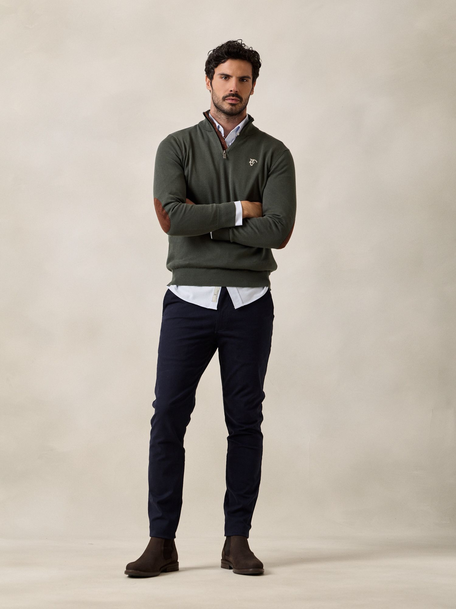 Brand Half-Zip Sweater | Fir Green