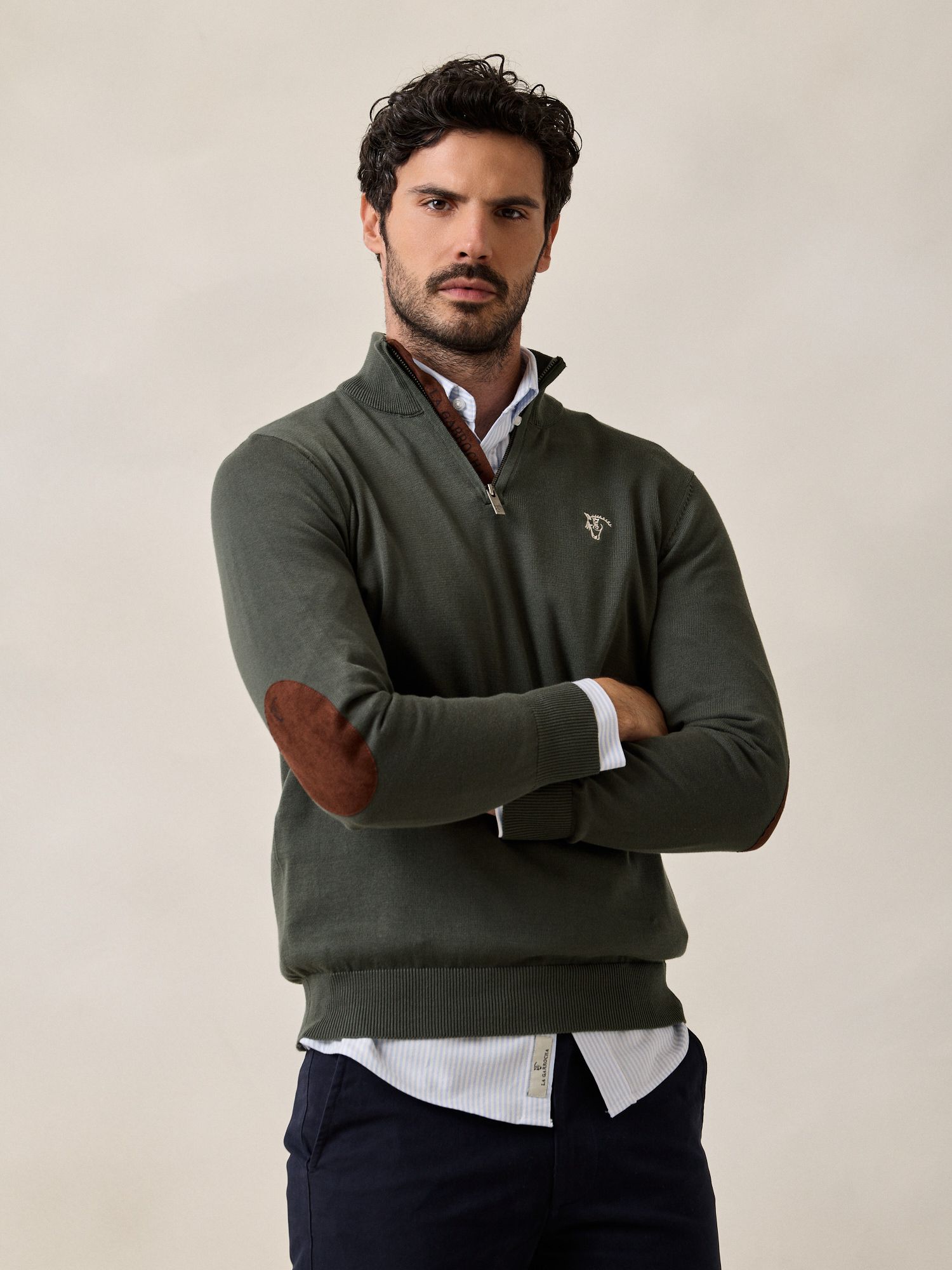 Brand Half-Zip Sweater | Fir Green