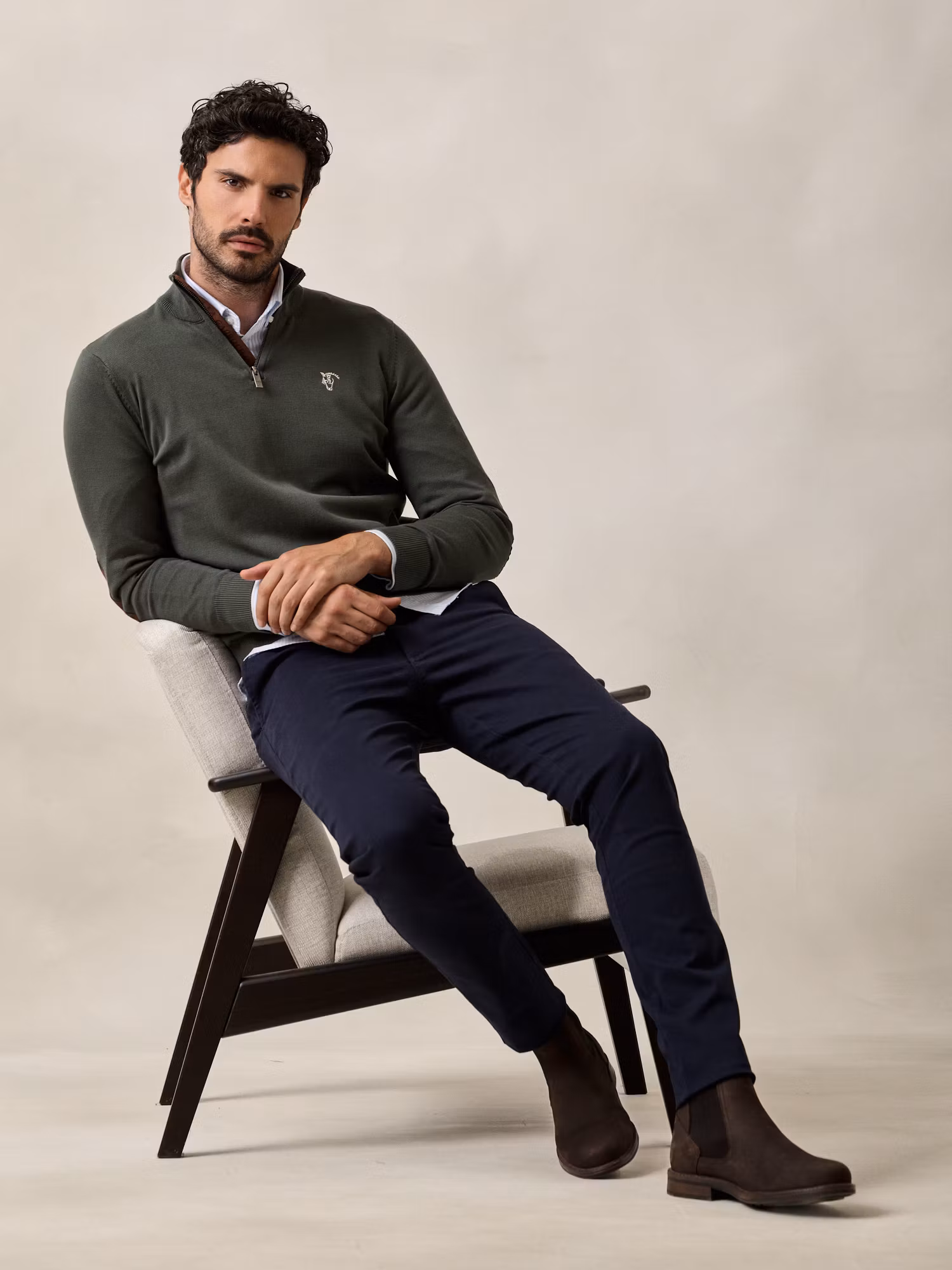 Suéter Com Zíper Frontal Brand | Verde Abeto