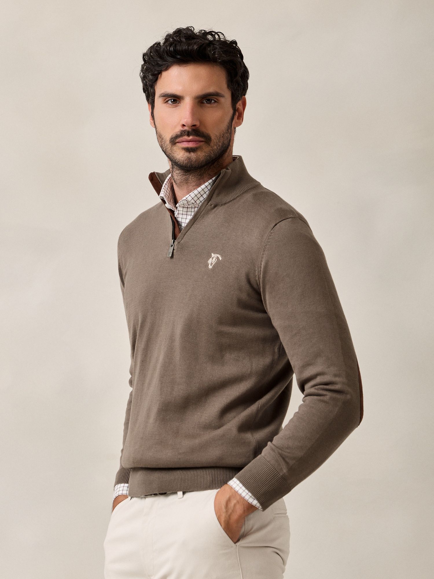 Suéter Com Zíper Frontal Brand | Verde Oliva