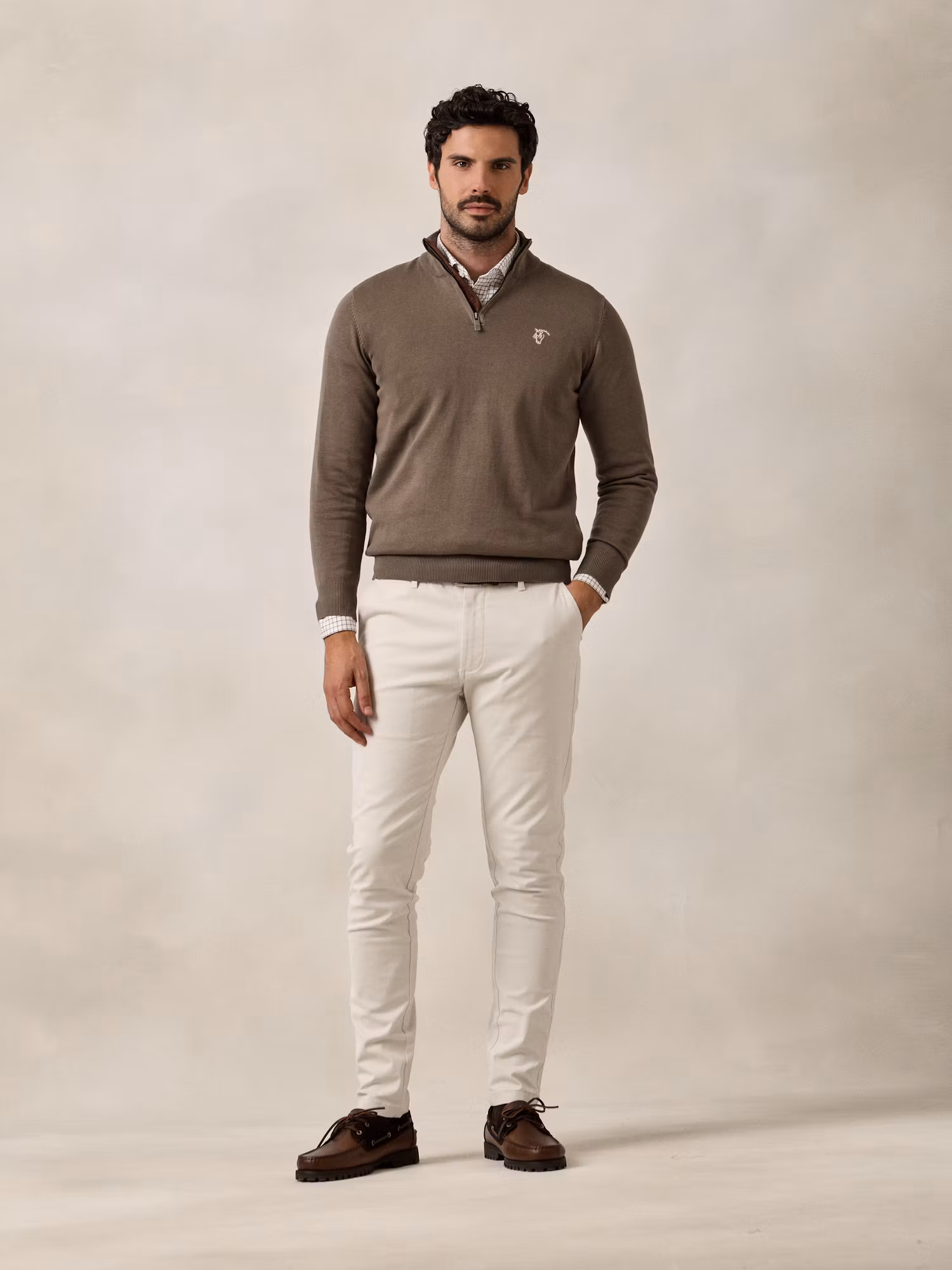 Suéter Com Zíper Frontal Brand | Verde Oliva
