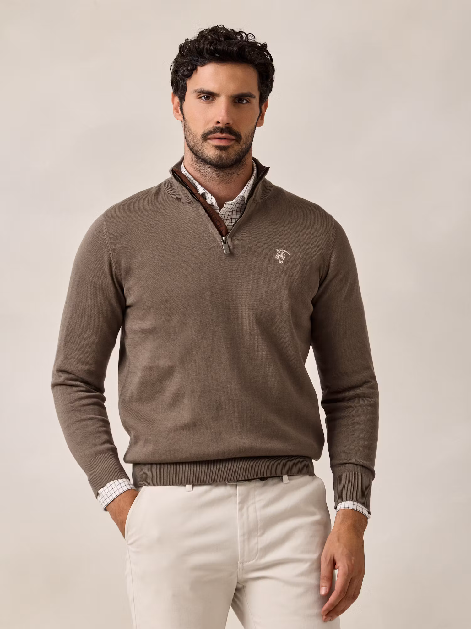 Suéter Com Zíper Frontal Brand | Verde Oliva