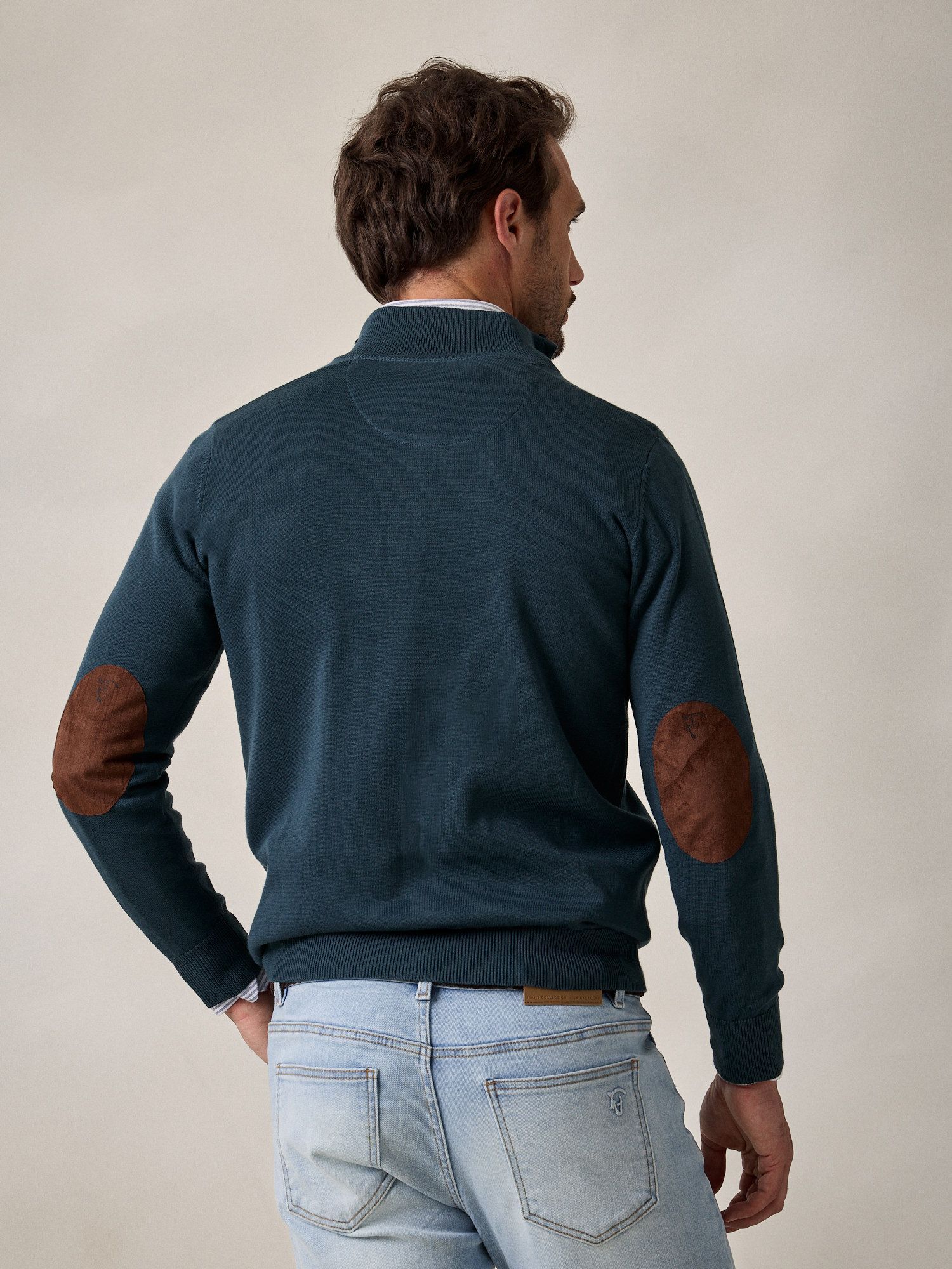 Pull Demi-Zip Brand | Bleu Lac