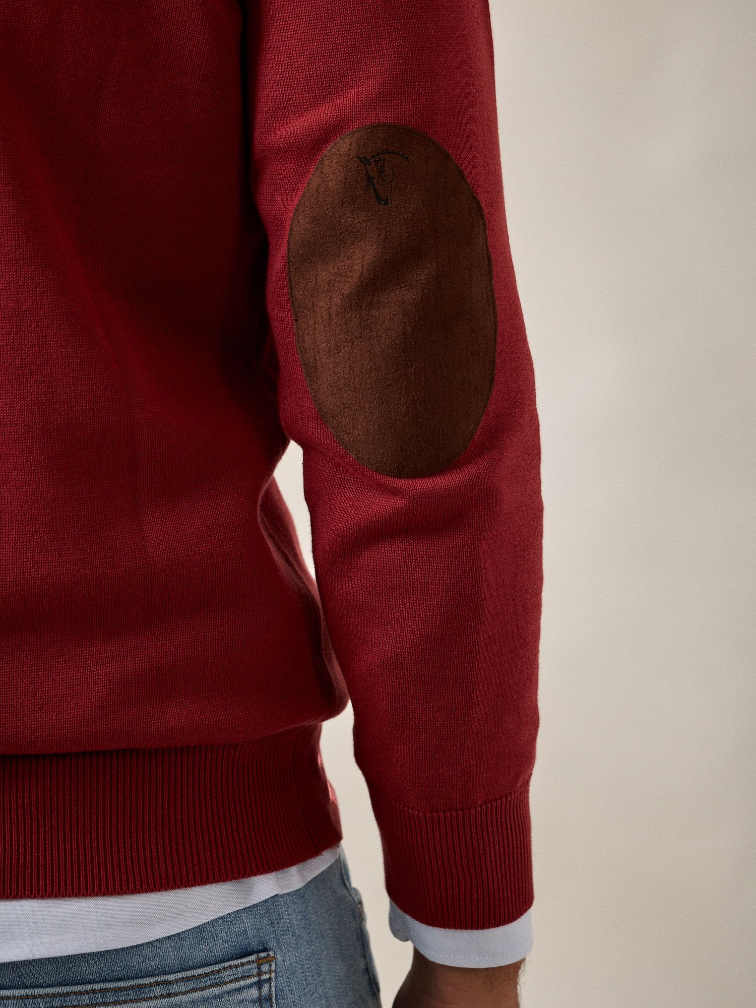 Brand Half-Zip Sweater | Crimson