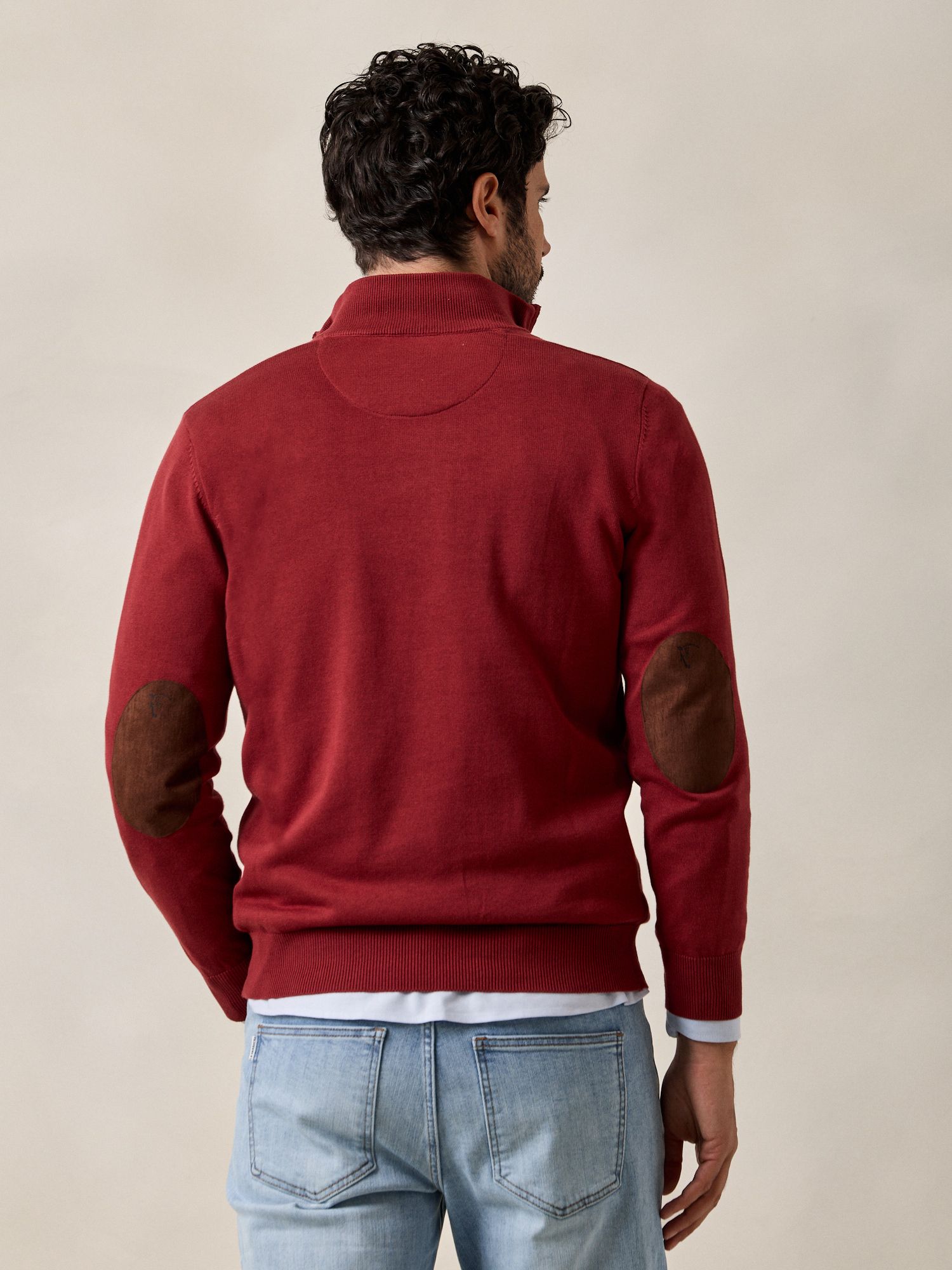 Brand Half-Zip Sweater | Crimson