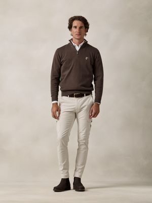 Half Zip Contrast Sweater | Charcoal