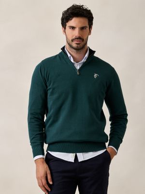 Half Zip Contrast Sweater | Teal