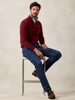Half Zip Contrast Sweater | Burgundy