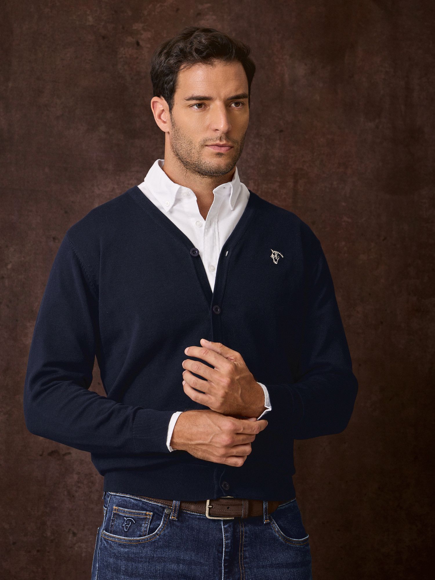 Cardigan com botões | Azul Marinho