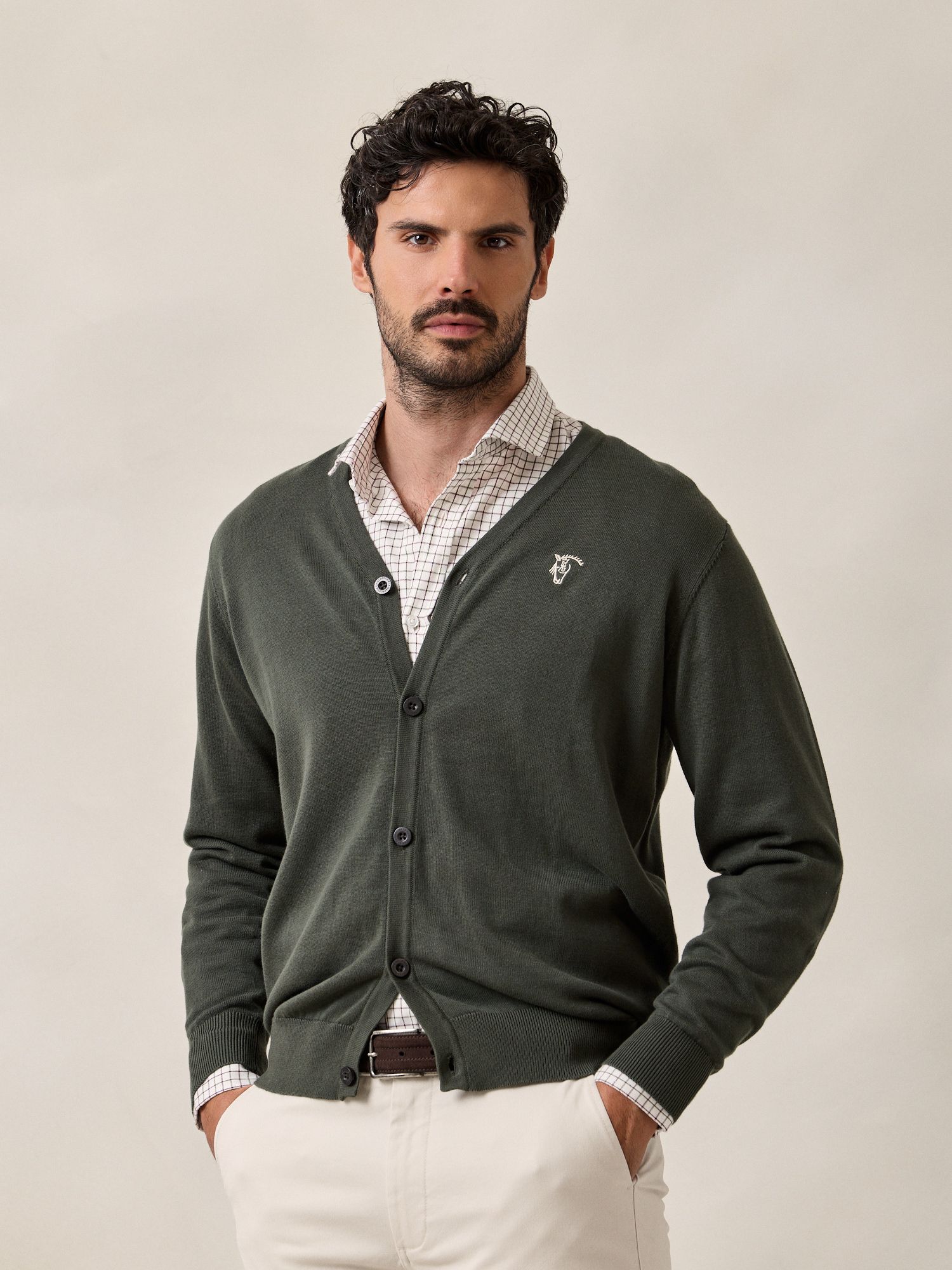 Cardigan boutonné | Vert Sapin
