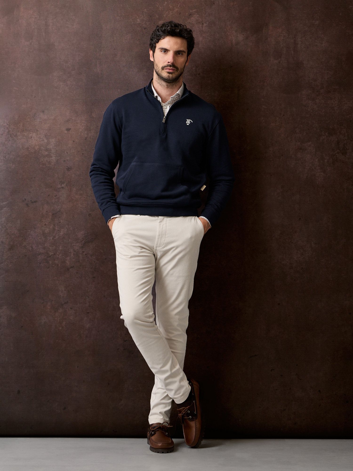 Sweat-shirt à demi-zip basique | Bleu Marine