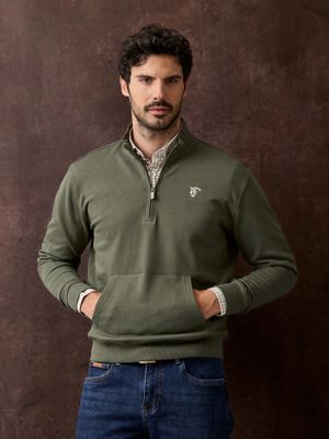 Sweatshirt de meio zíper básico | Cáqui
