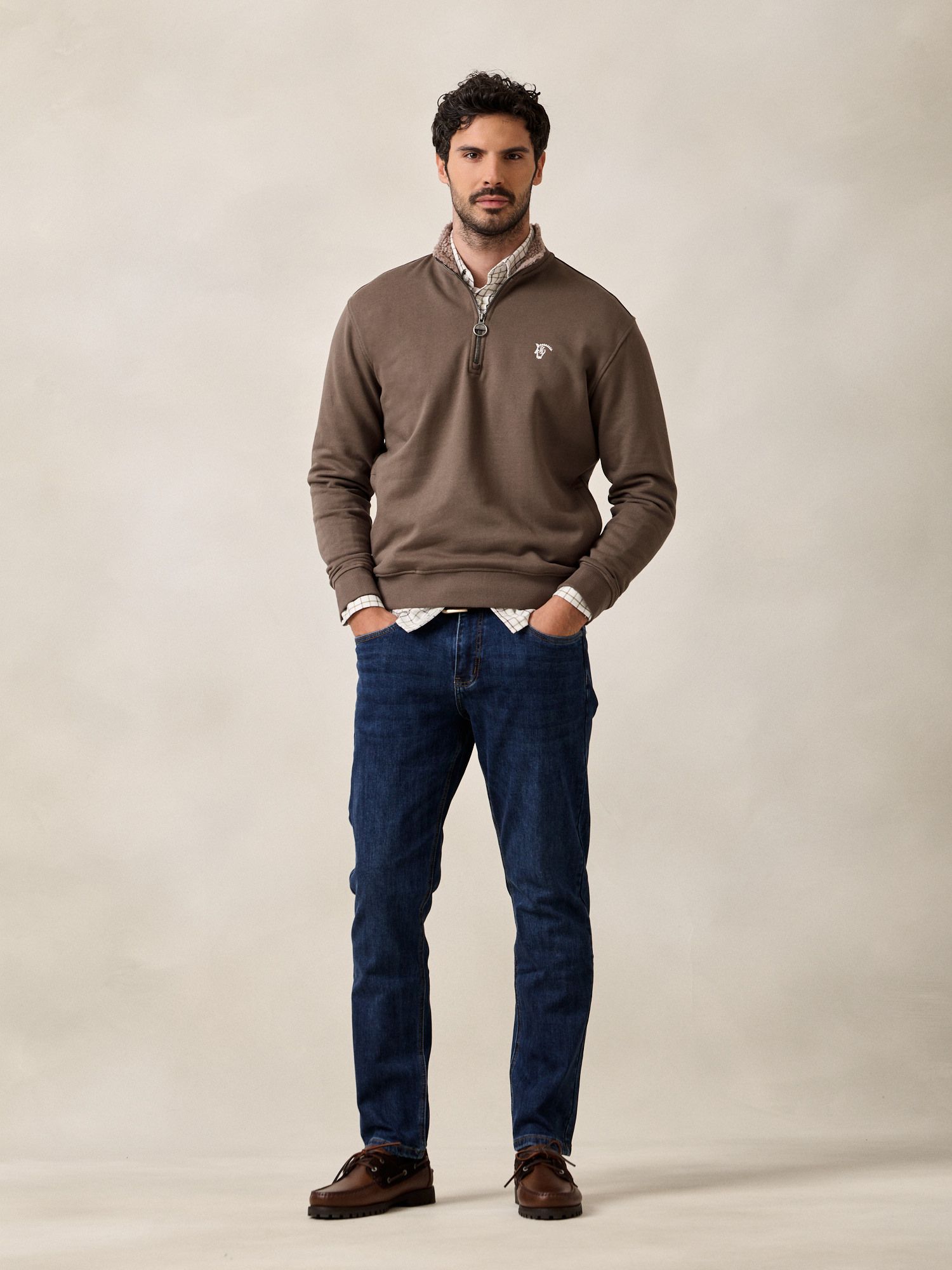 Sweat-shirt à demi-zip détail | Vert Olive