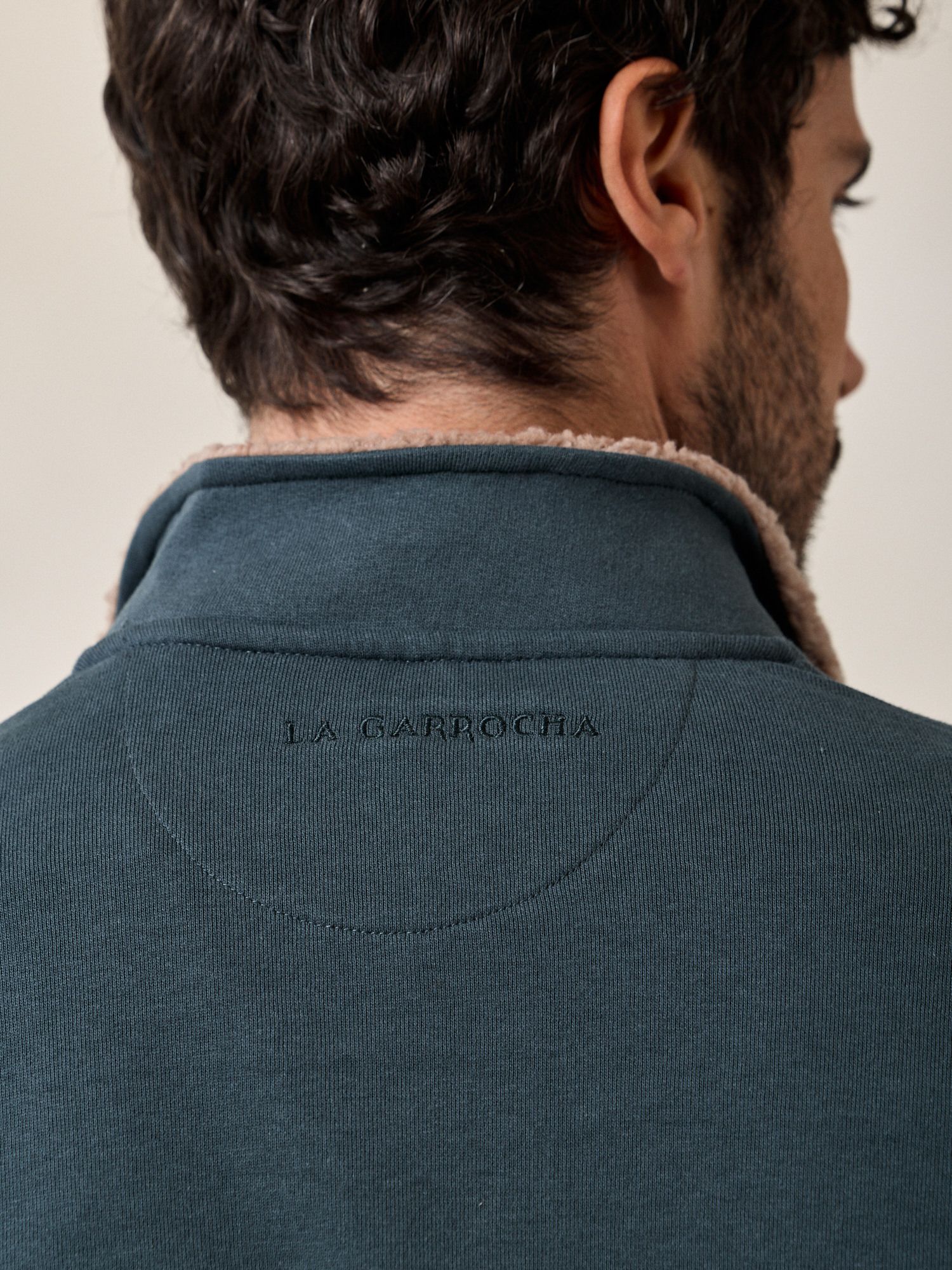 Sweat-shirt à demi-zip détail | Bleu Lac