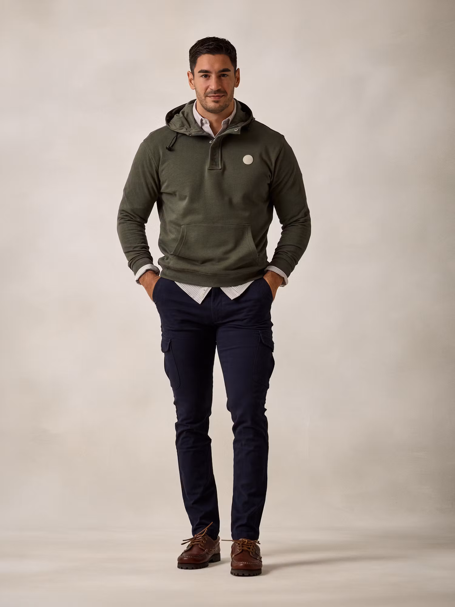 Sweat-shirt à demi-zip et capuche | Kaki