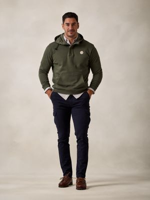 Sweatshirt com Meio Zíper e Capuz | Cáqui