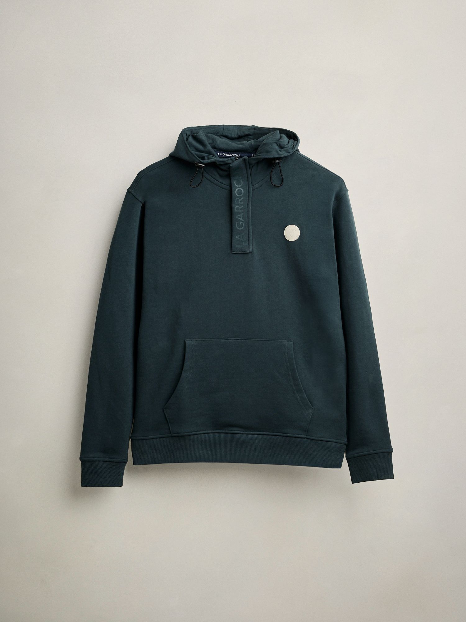 Sweatshirt com Meio Zíper e Capuz | Azul Lago