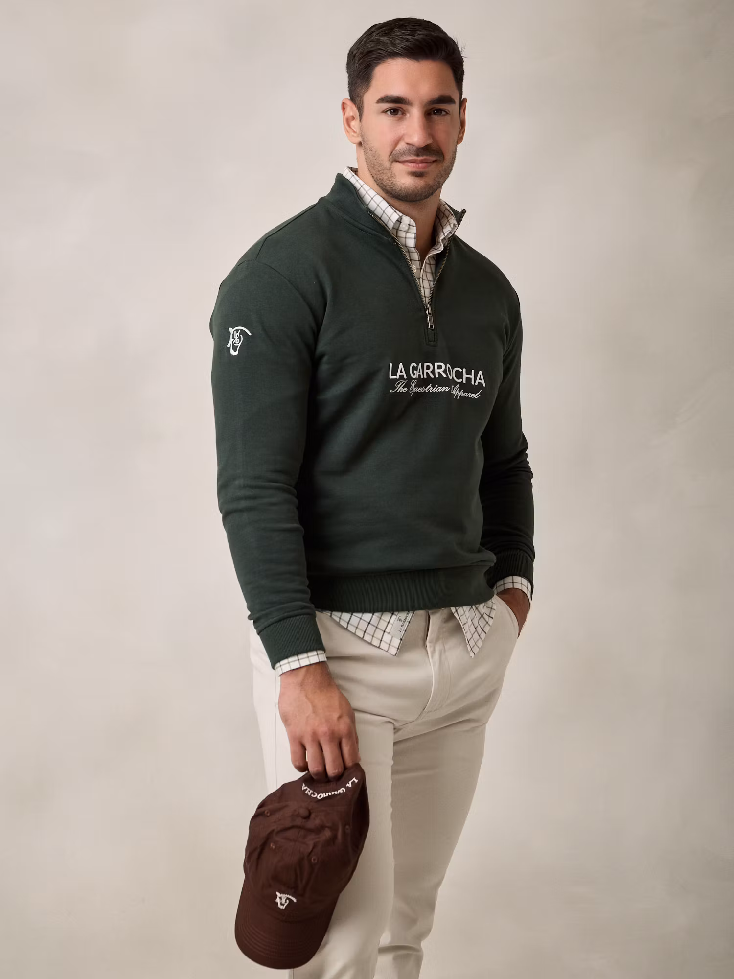 Sweatshirt de meio zíper básico | Verde Abeto