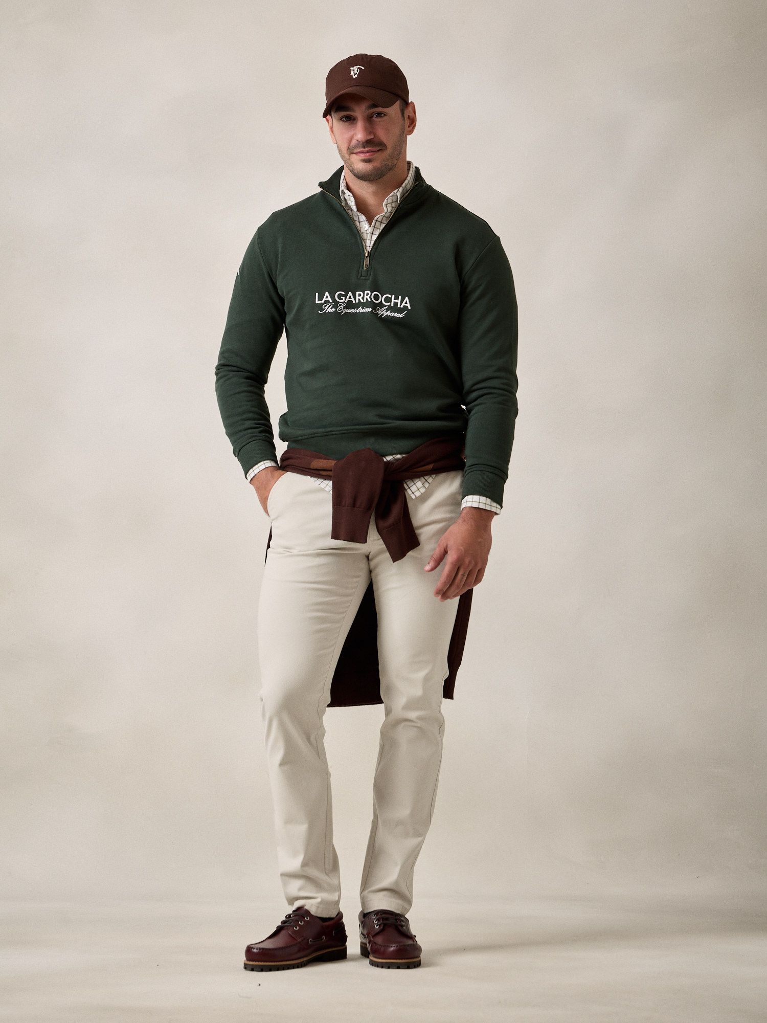 Sweatshirt de meio zíper básico | Verde Abeto