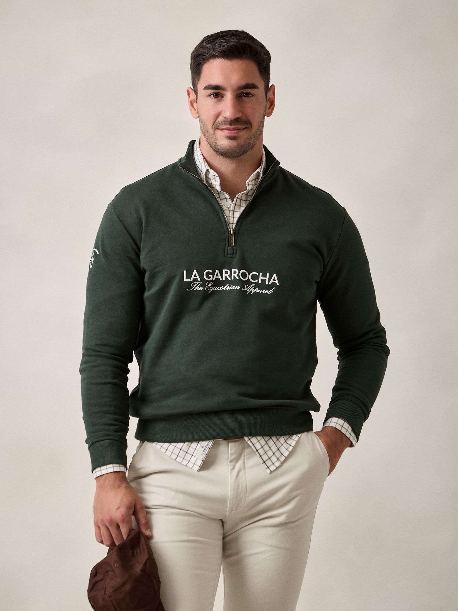 Sweatshirt de meio zíper básico | Verde Abeto