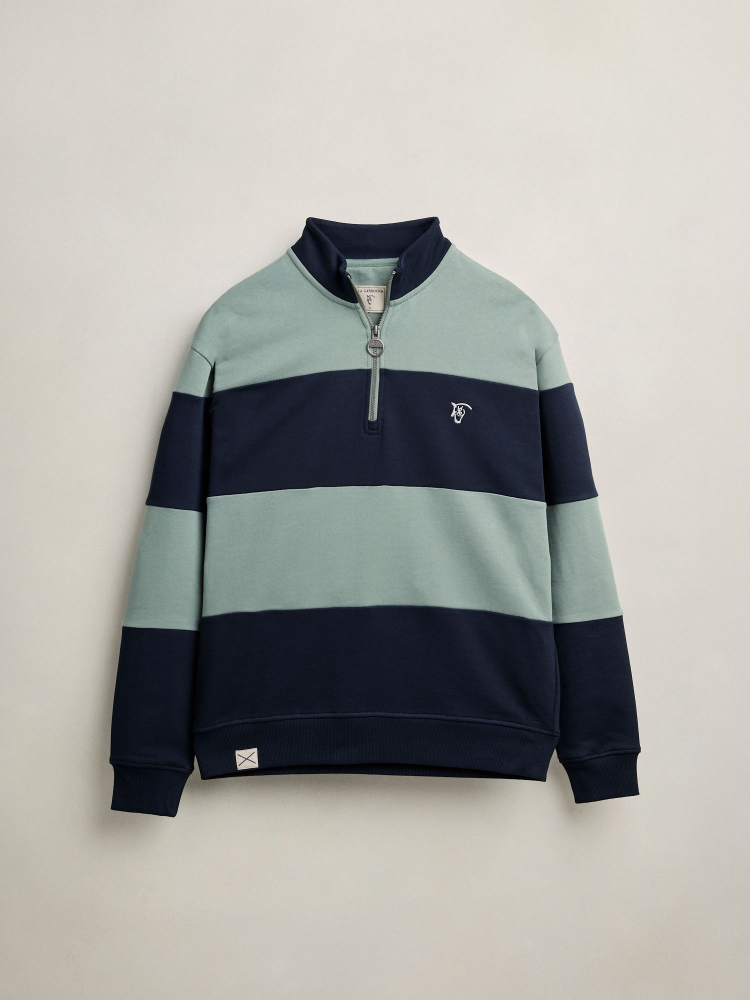 Sweatshirt às riscas com meia-zip | Azul Oceano