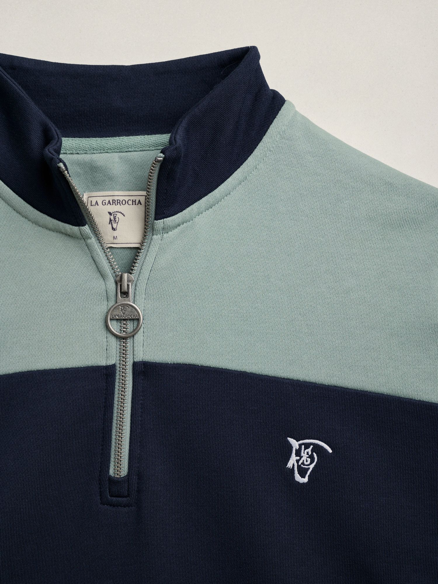 Sweatshirt às riscas com meia-zip | Azul Oceano