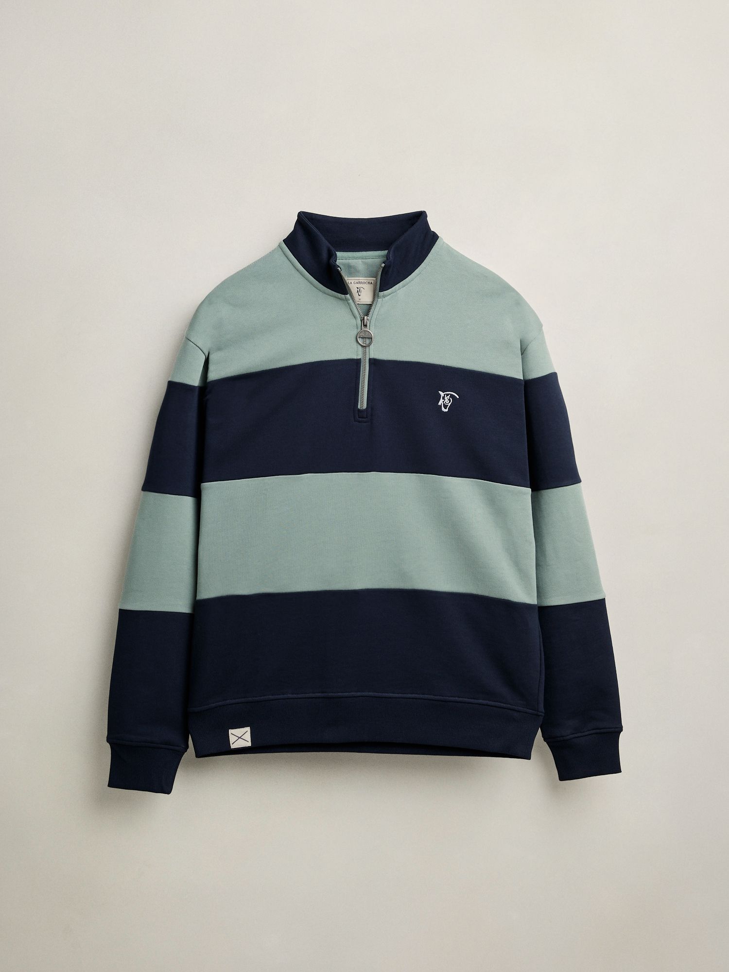 Sweatshirt às riscas com meia-zip | Azul Oceano